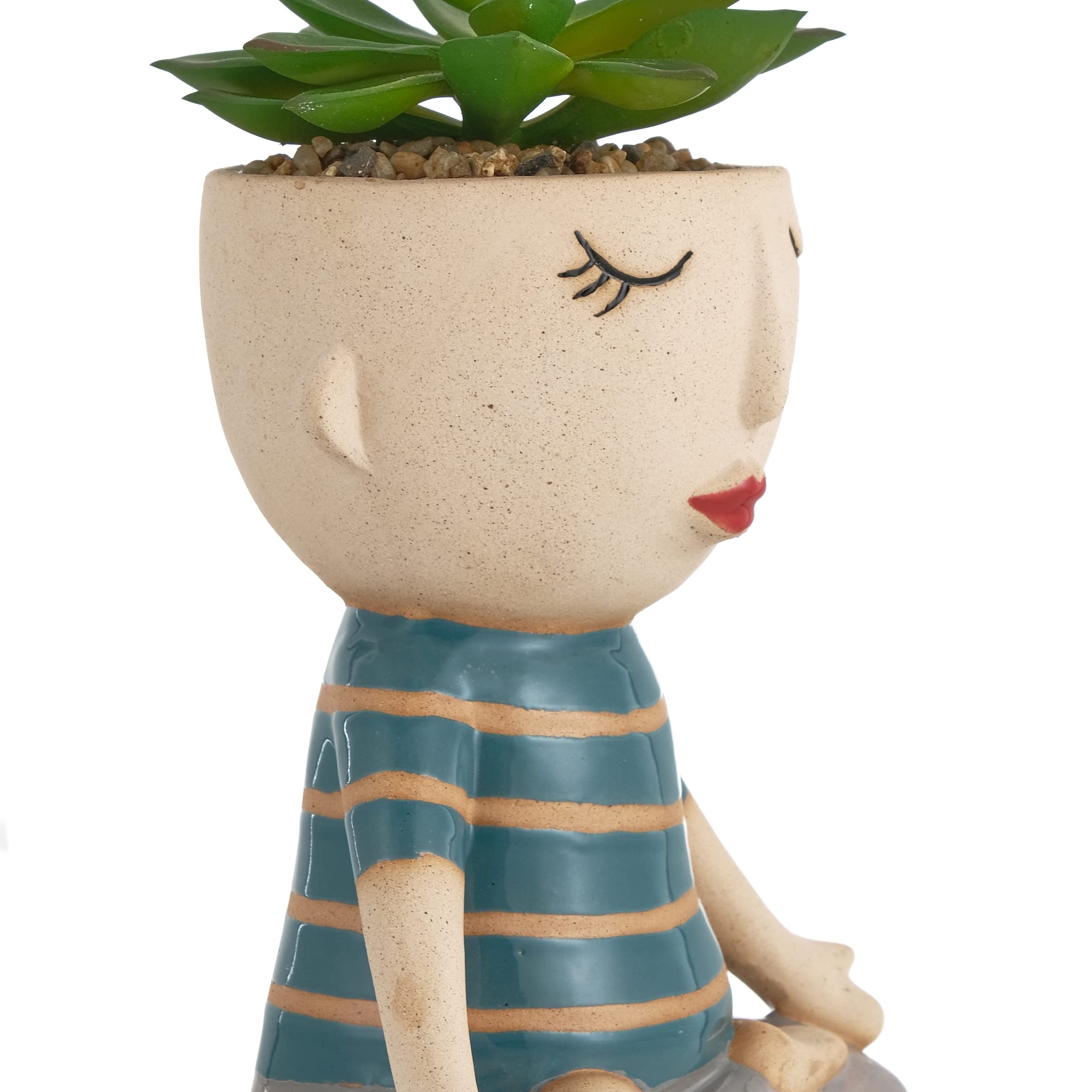 Baroni Home Vaso Ceramica Meditatore Grande con Piantina