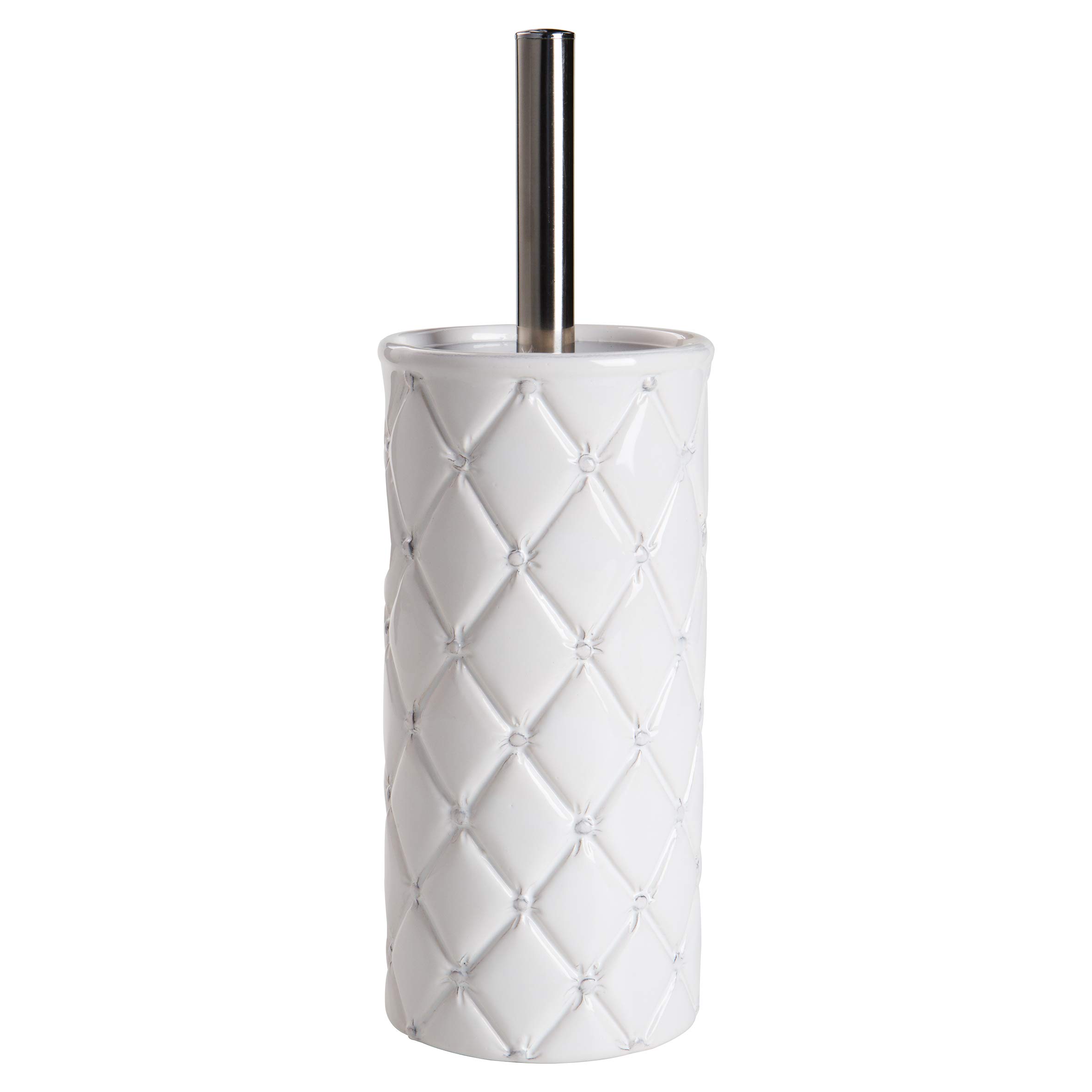 Baroni portascopino ceramica bianco 10x10x41 cm con scopino