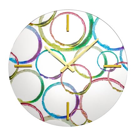 Baroni Home orologio da parete vetro cerchi 43 cm dorato