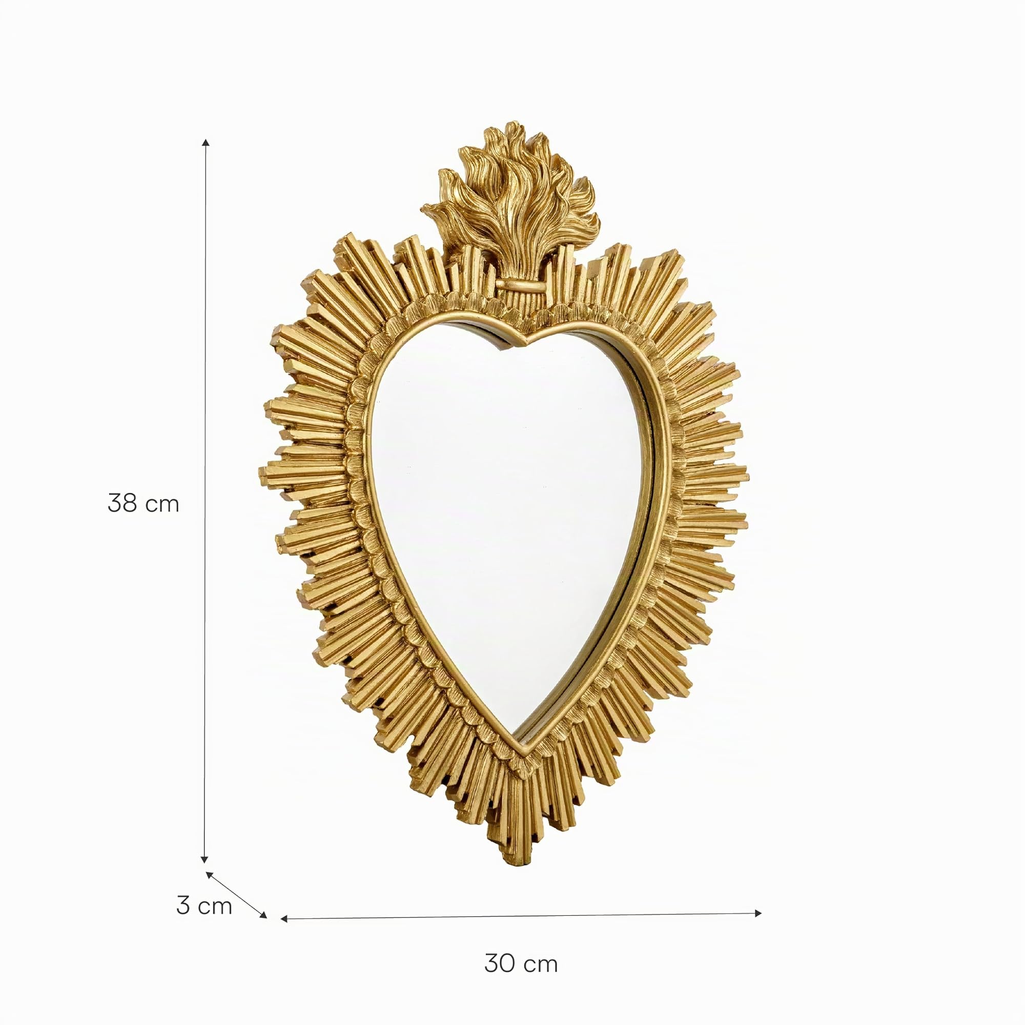 Baroni Home Ex Voto Cuore Sacro specchio oro 30x3x38 cm resina