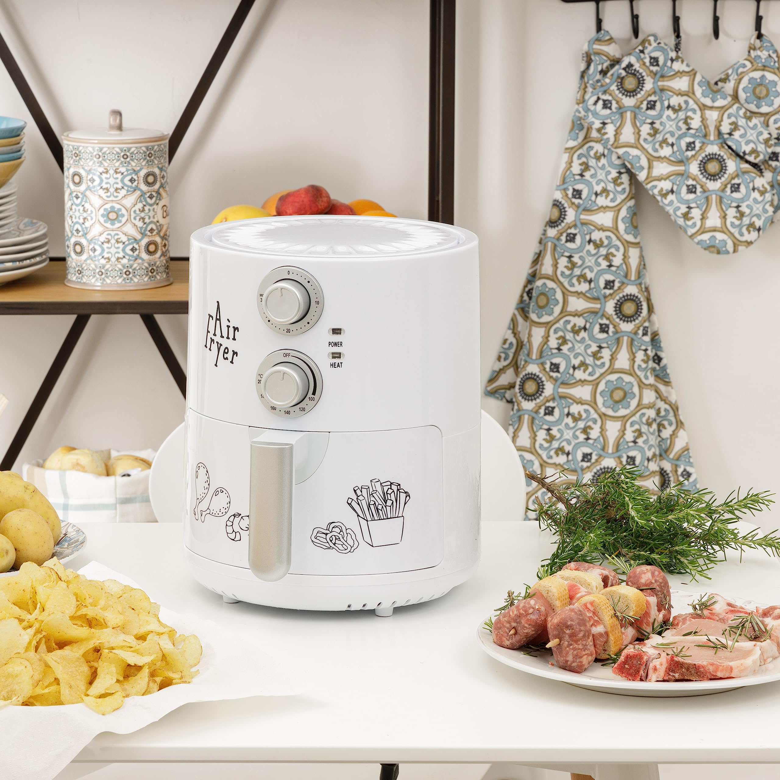 Baroni Home Friggitrice ad Aria 3,5 L 1400W Antiaderente