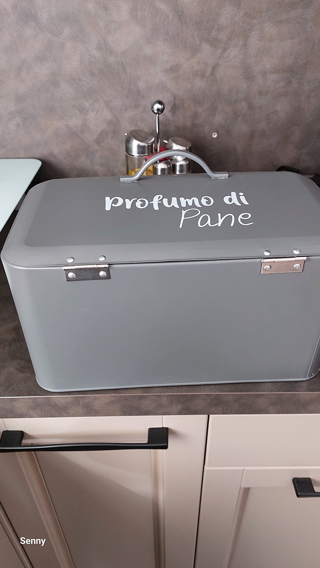 Baroni Home Portapane Metallo Grigio Chiaro 34X19X17 cm