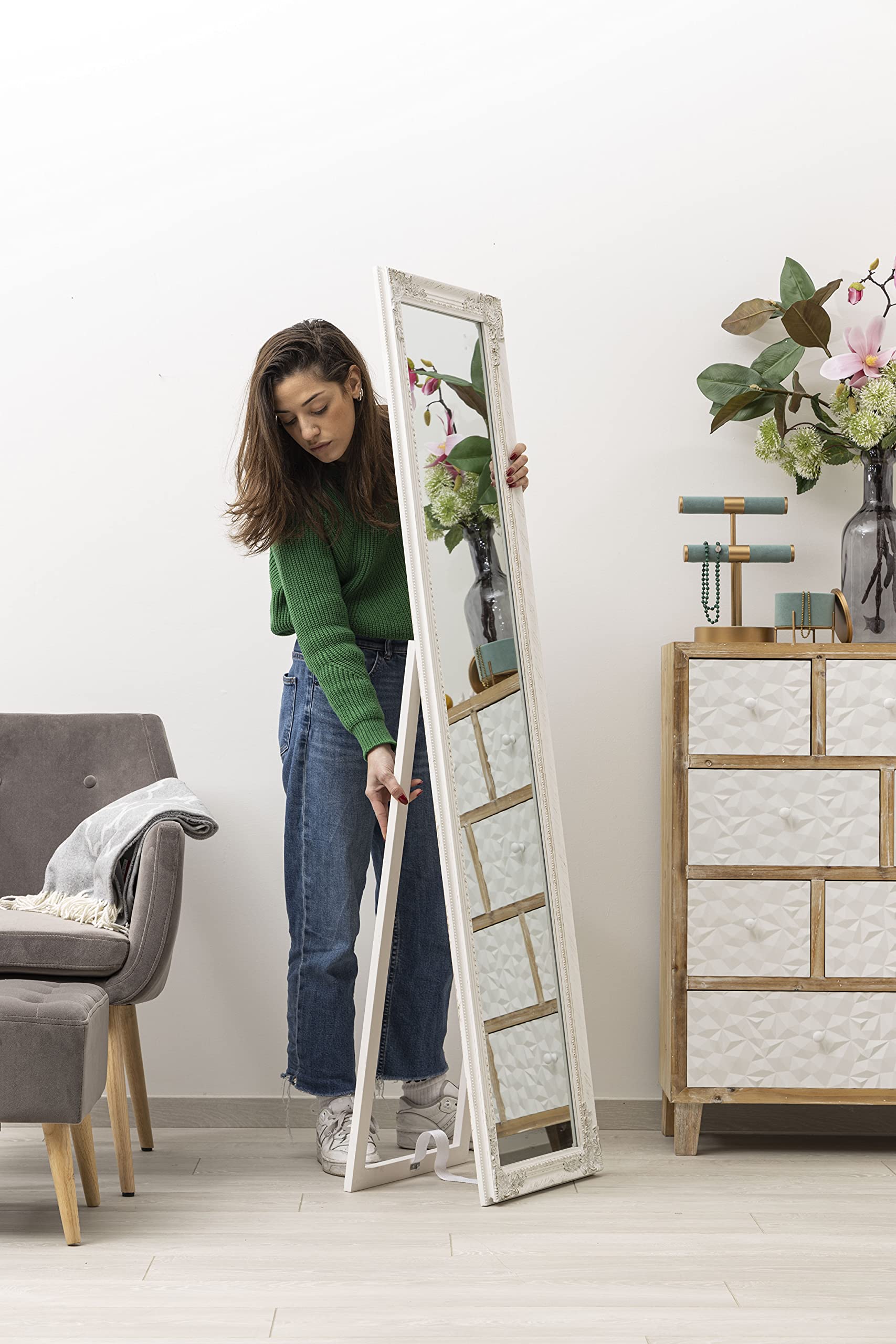 Baroni Home Montemaggi Specchio da Terra 40x160 cm Bianco