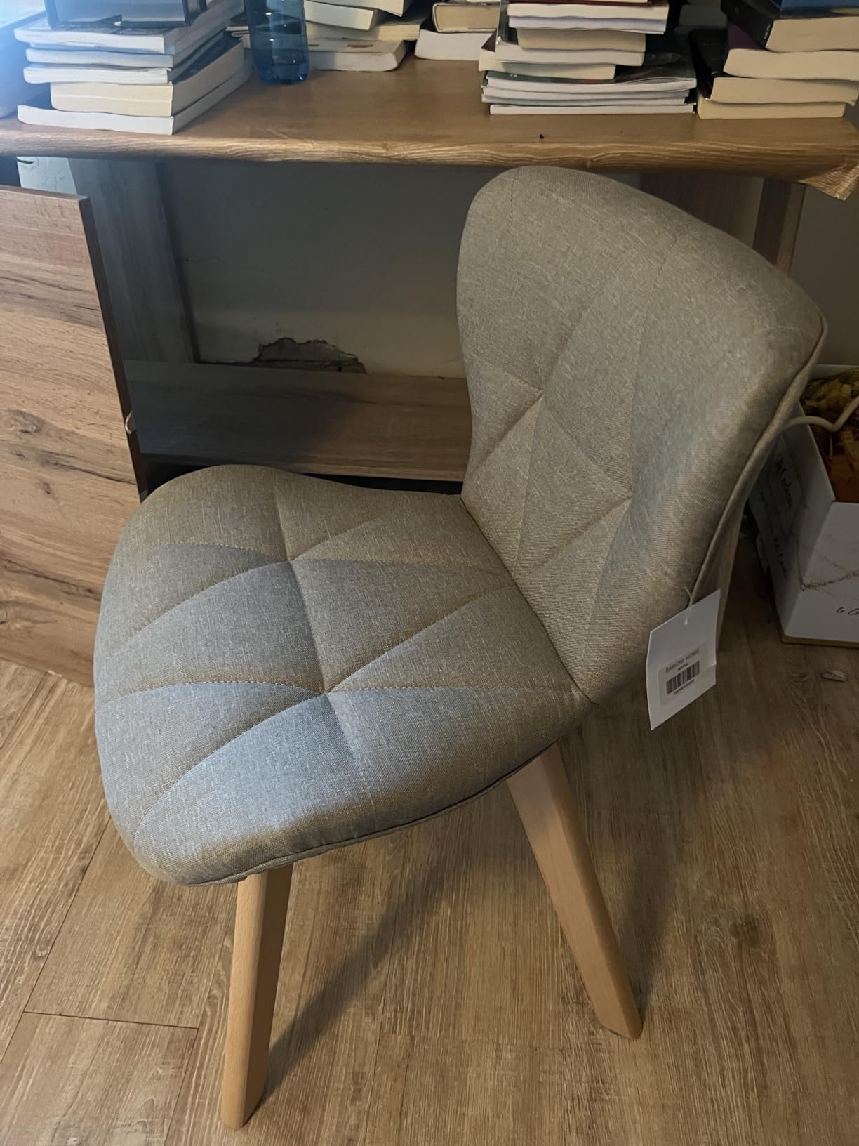 Baroni Home sedia grigia 4 pezzi gambe legno