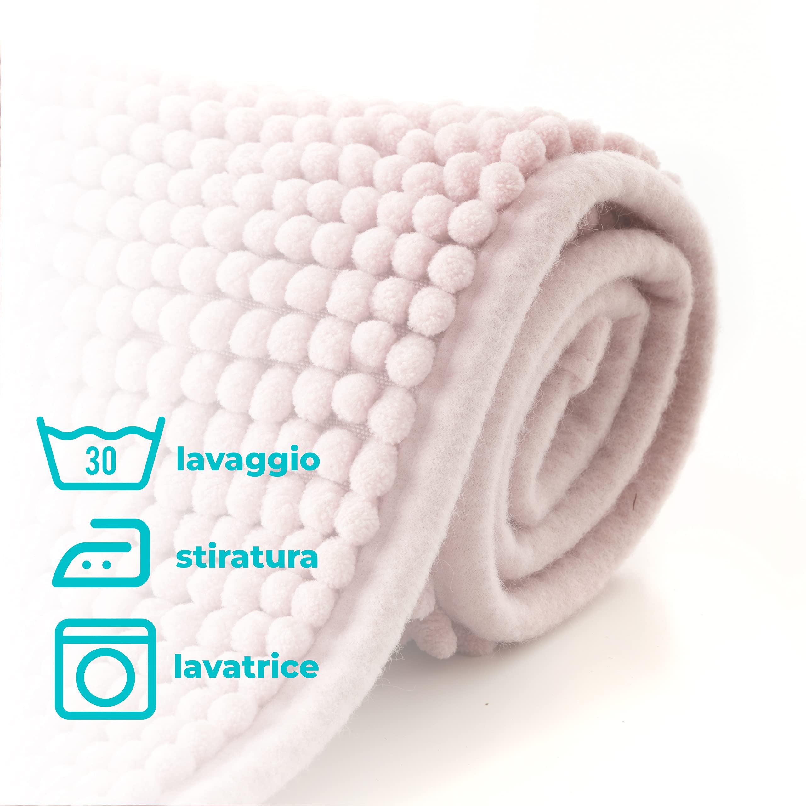 Baroni Home Tappeto Bagno Ciniglia Rosa 50x80 cm Antiscivolo