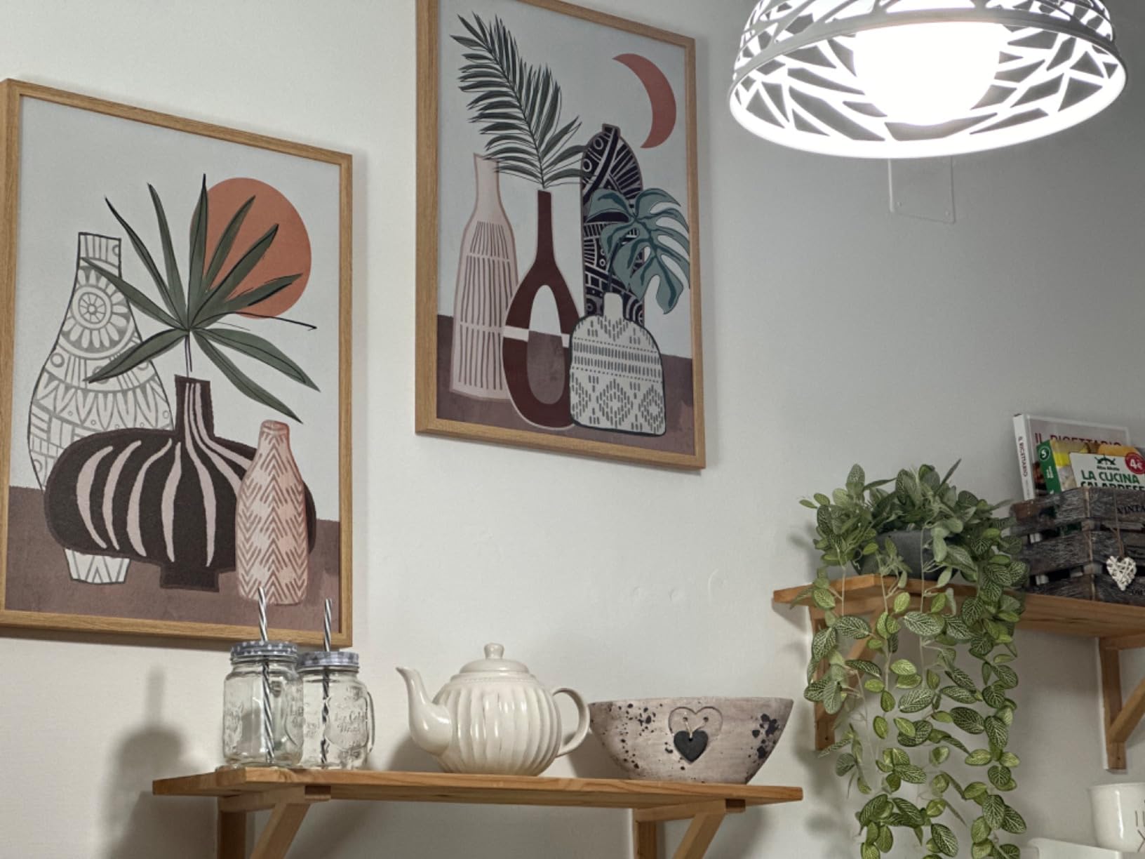 Baroni Home Decorazione Muro Geometrie 2 Pezzi Acciaio Legno
