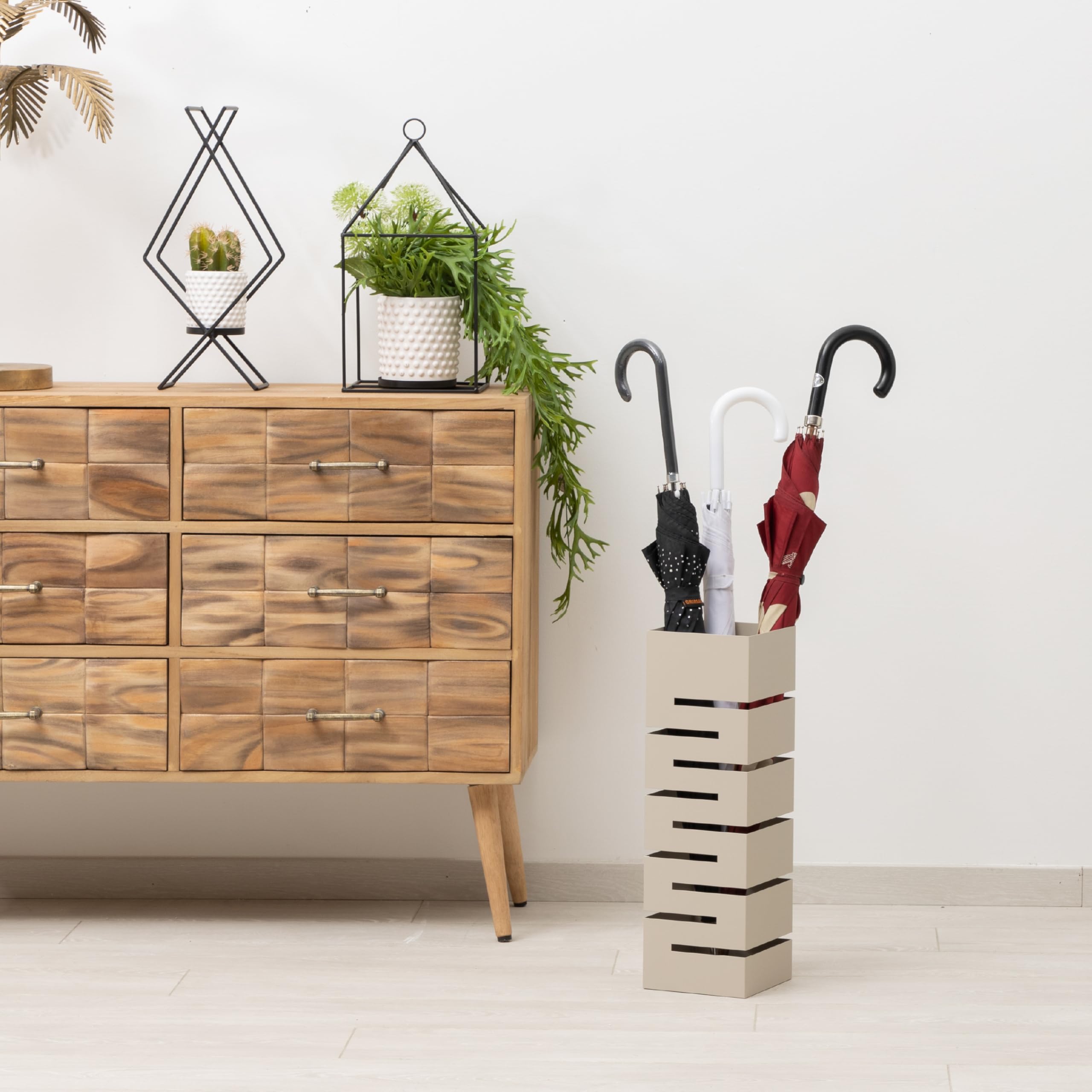 Baroni Home Portaombrelli Tortora Geometrico 15,5x15,5x49 cm