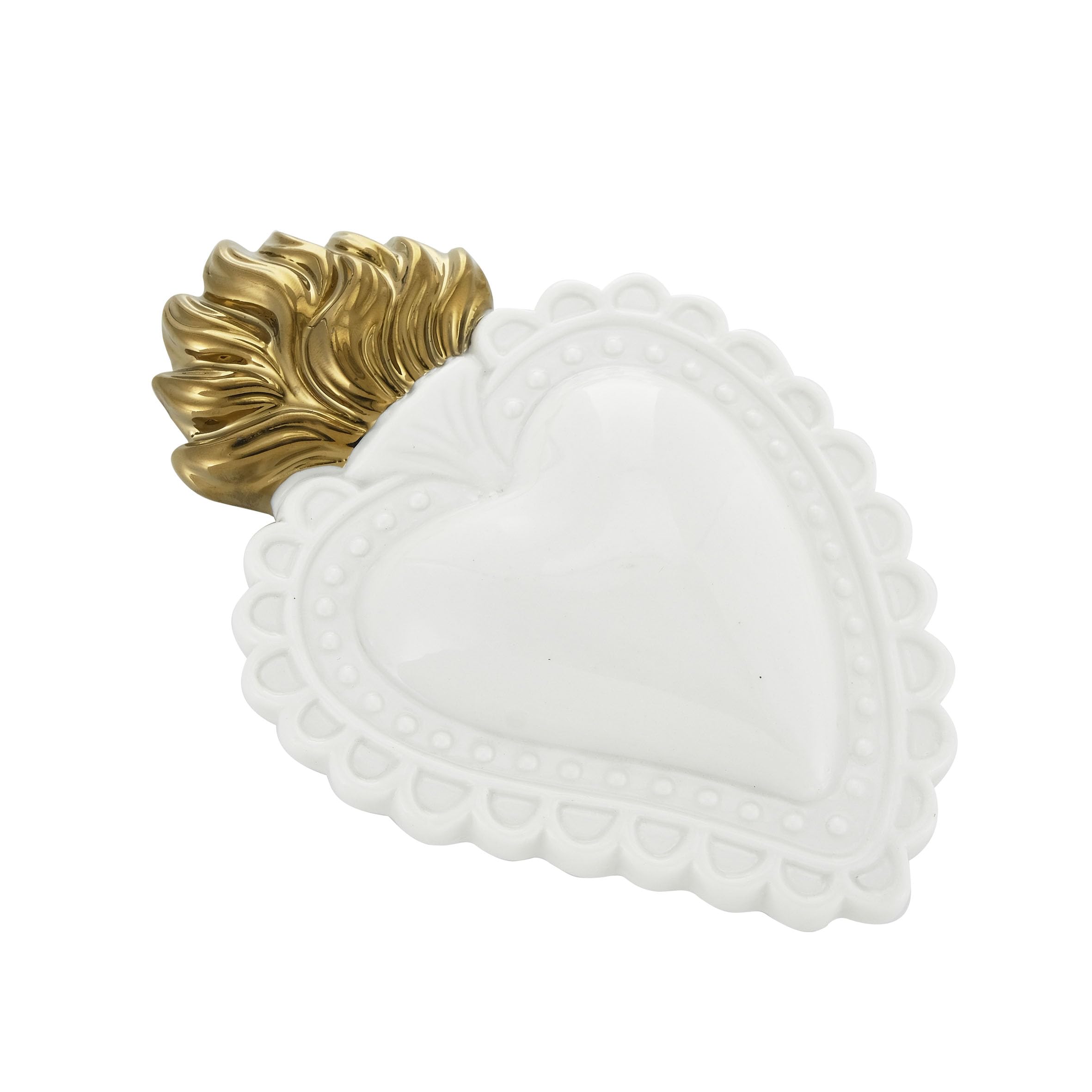 Baroni Home Cuore Sacro Ex-Voto Ceramica Panna 16x11 cm