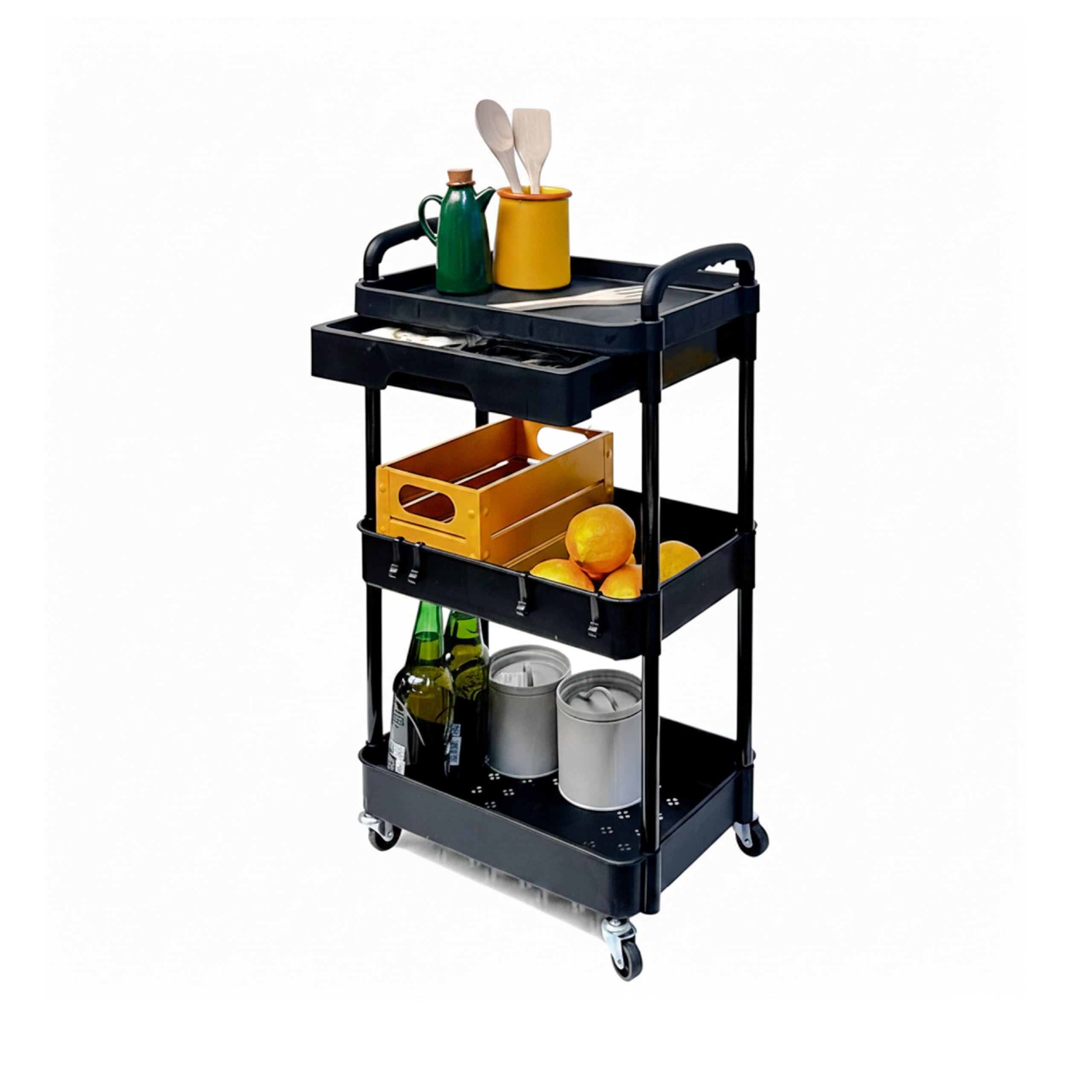 Baroni Home carrello bianco 3 ripiani con ruote