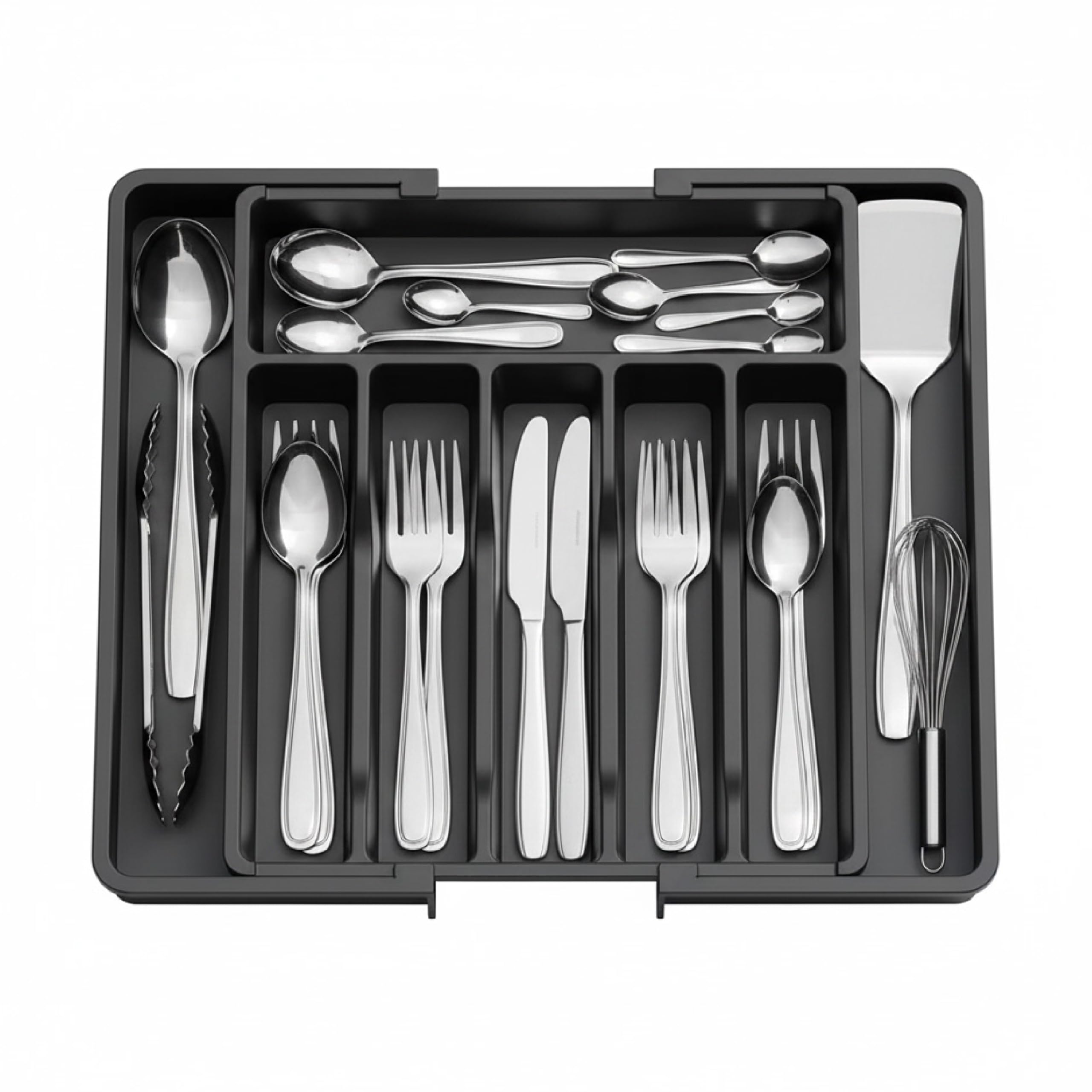 Baroni Home portaposate estendibile plastica nero 8 scomparti