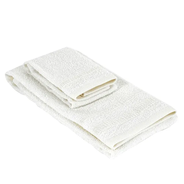 Baroni Home Afrodite set 2 asciugamani bianco 100% cotone