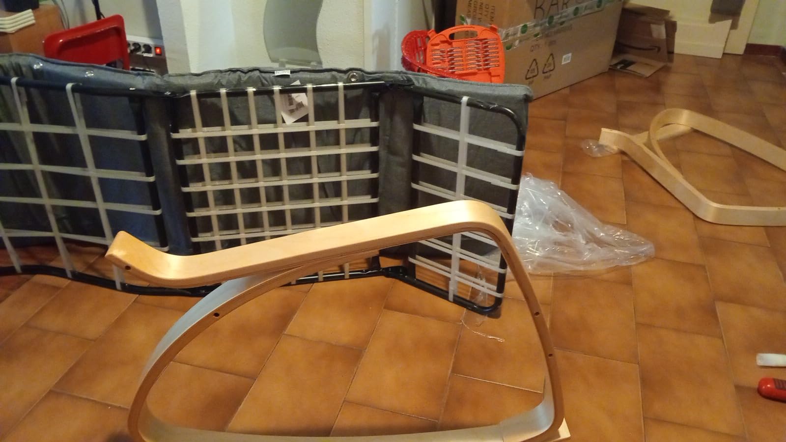 Baroni Home sedia a dondolo tessuto grigia 67x82x98 cm