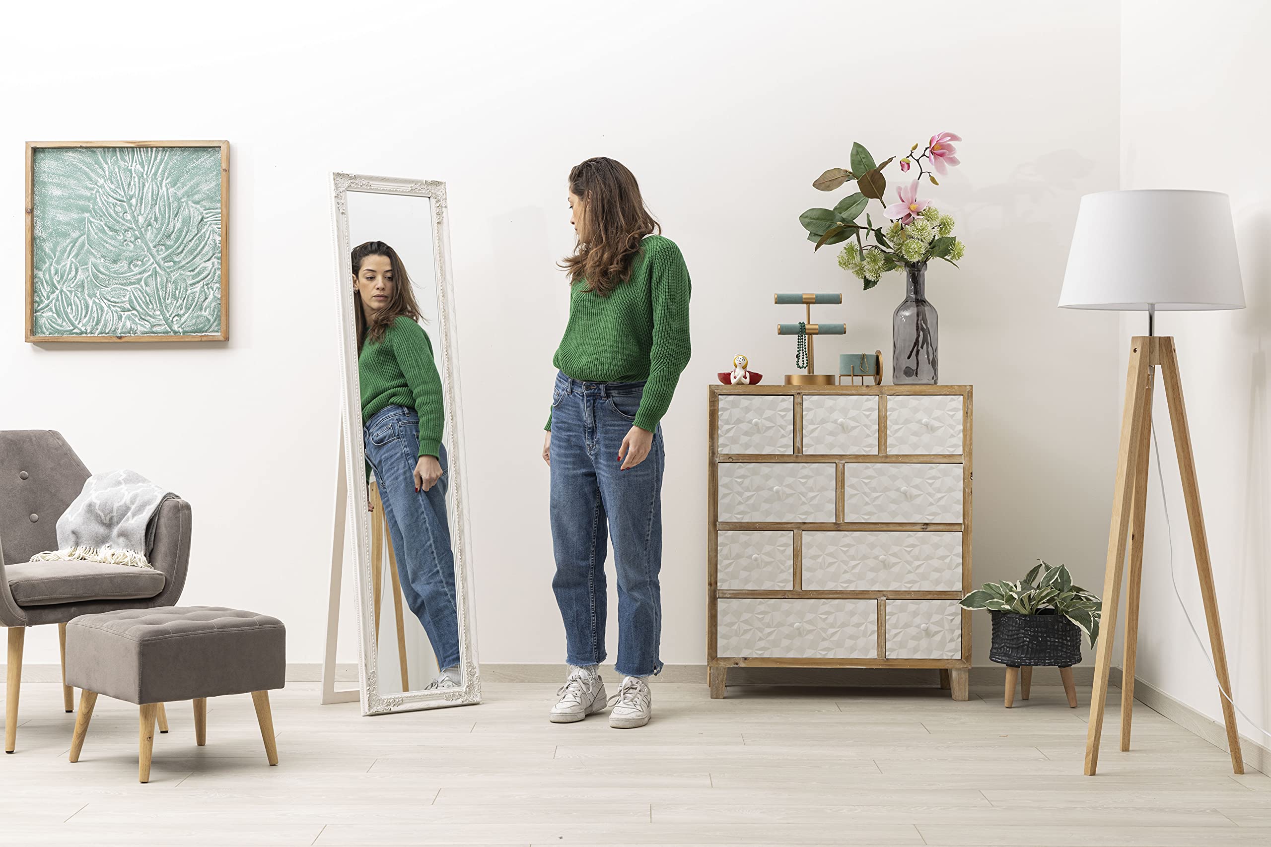 Baroni Home Montemaggi Specchio da Terra 40x160 cm Bianco