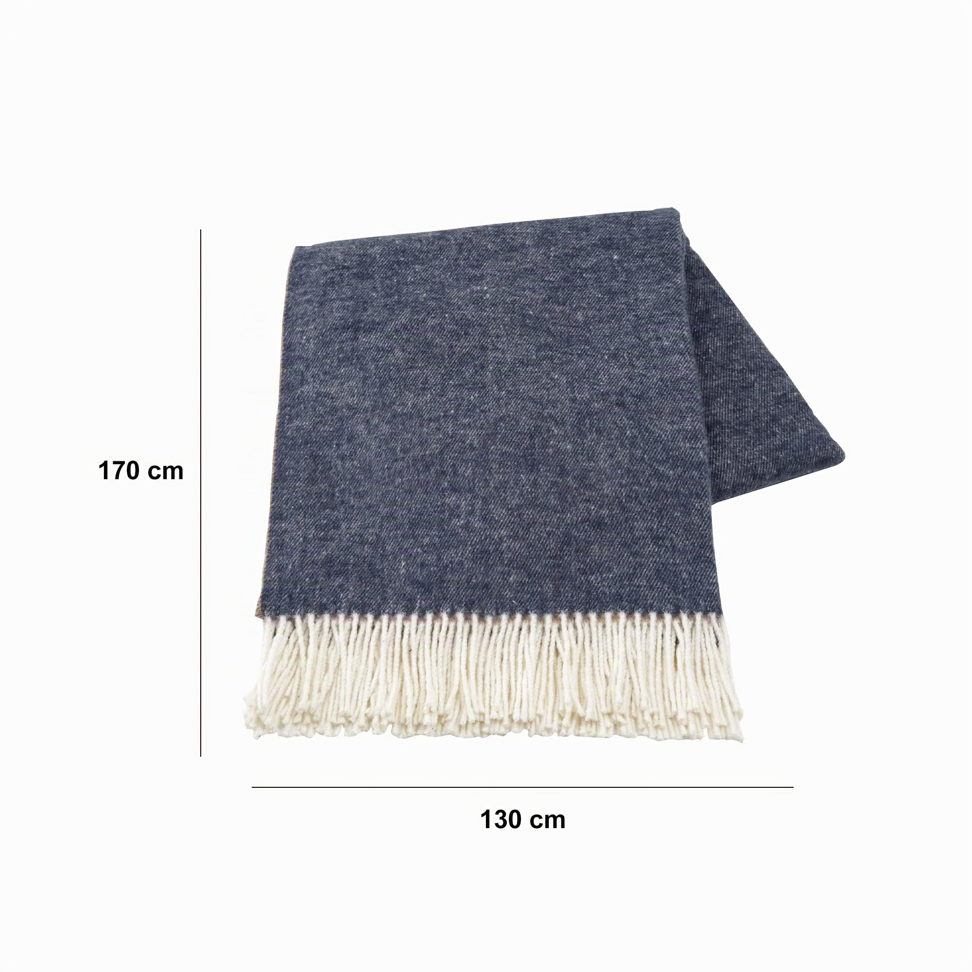 Baroni Home plaid double face blu e beige 130x170 cm