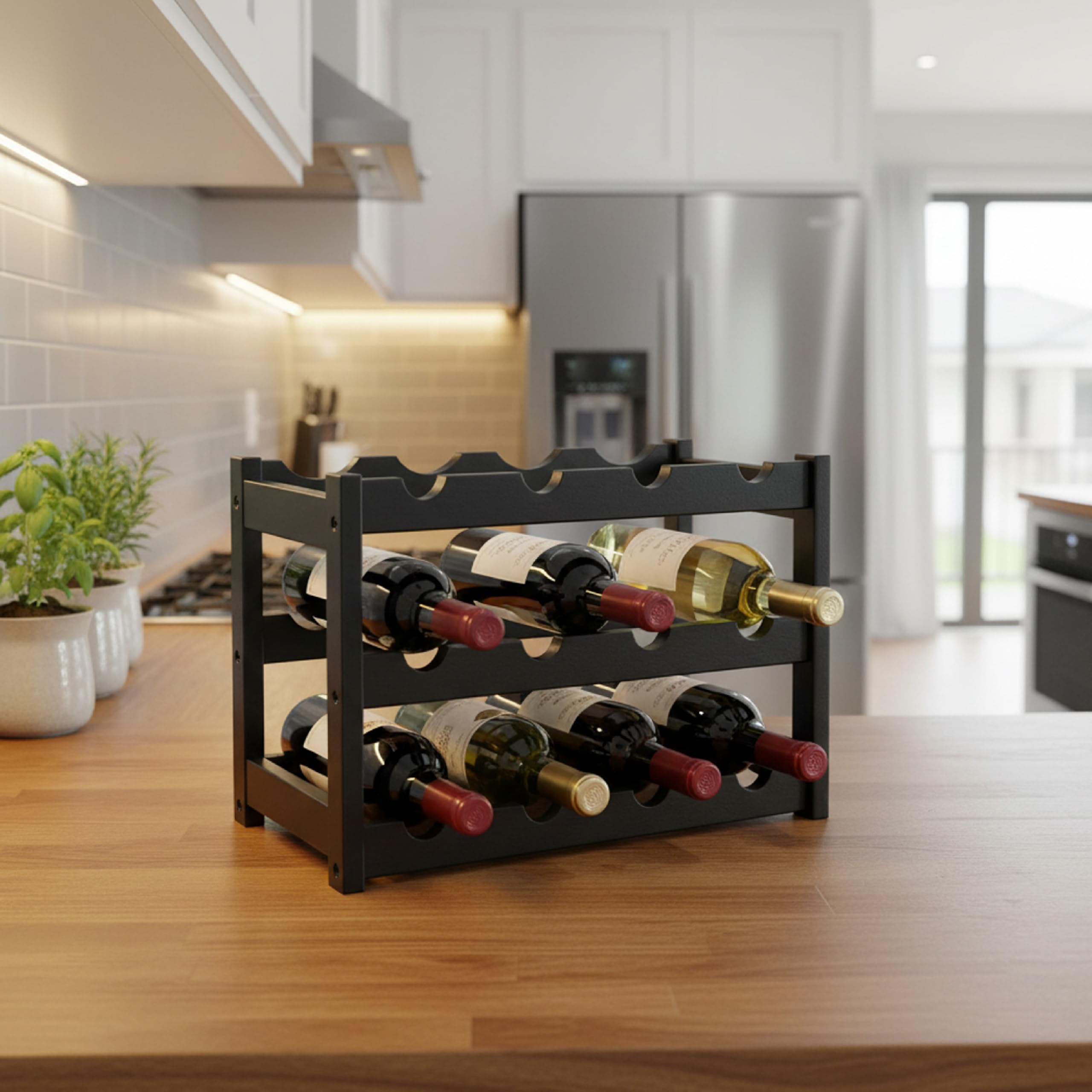 Baroni Home Cantinetta Portabottiglie 12 Bottiglie 24x46x30 Nero