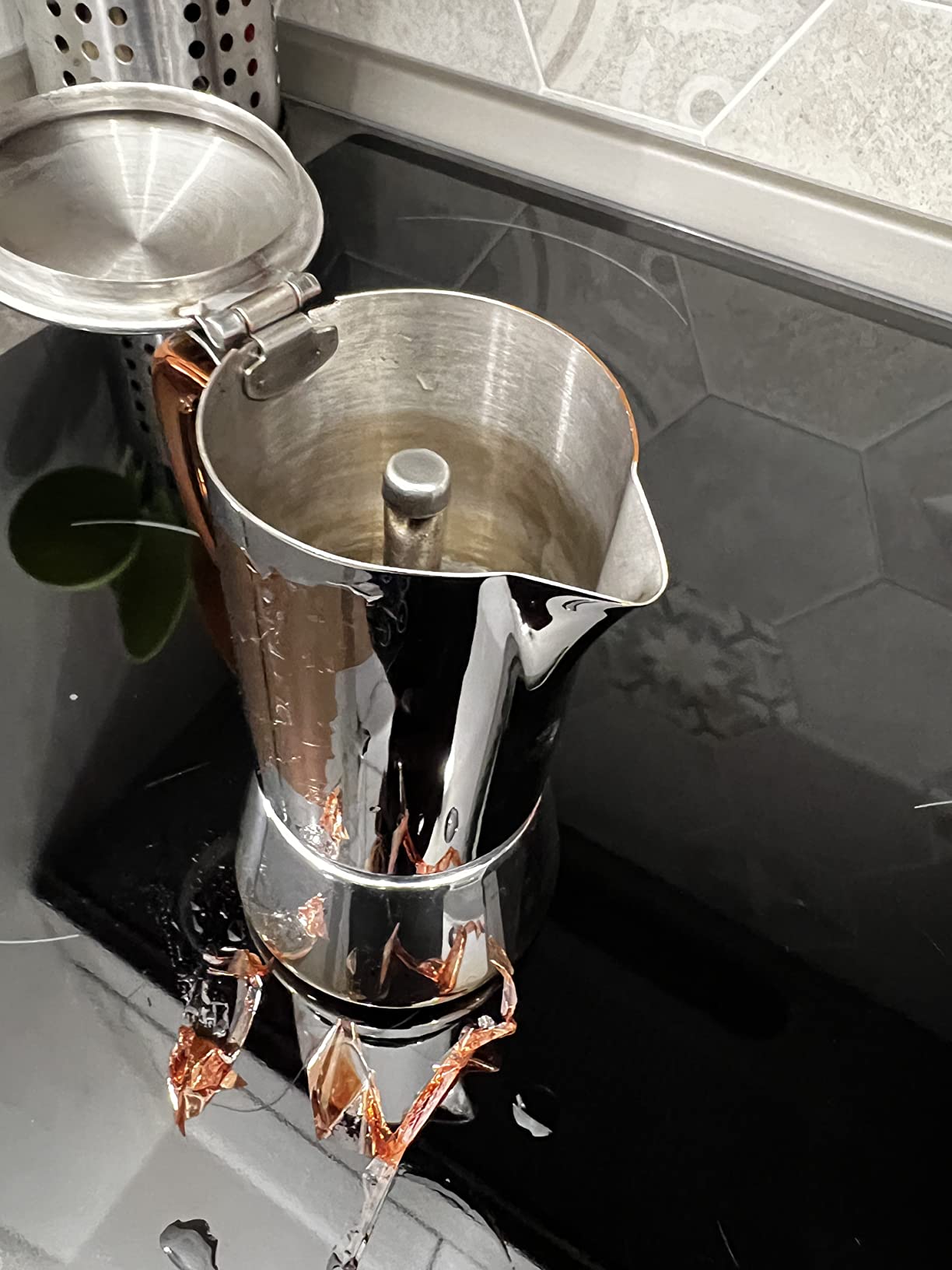bonVIVO Moka 2 Tazze 100 ml Rame Induzione Acciaio Inox