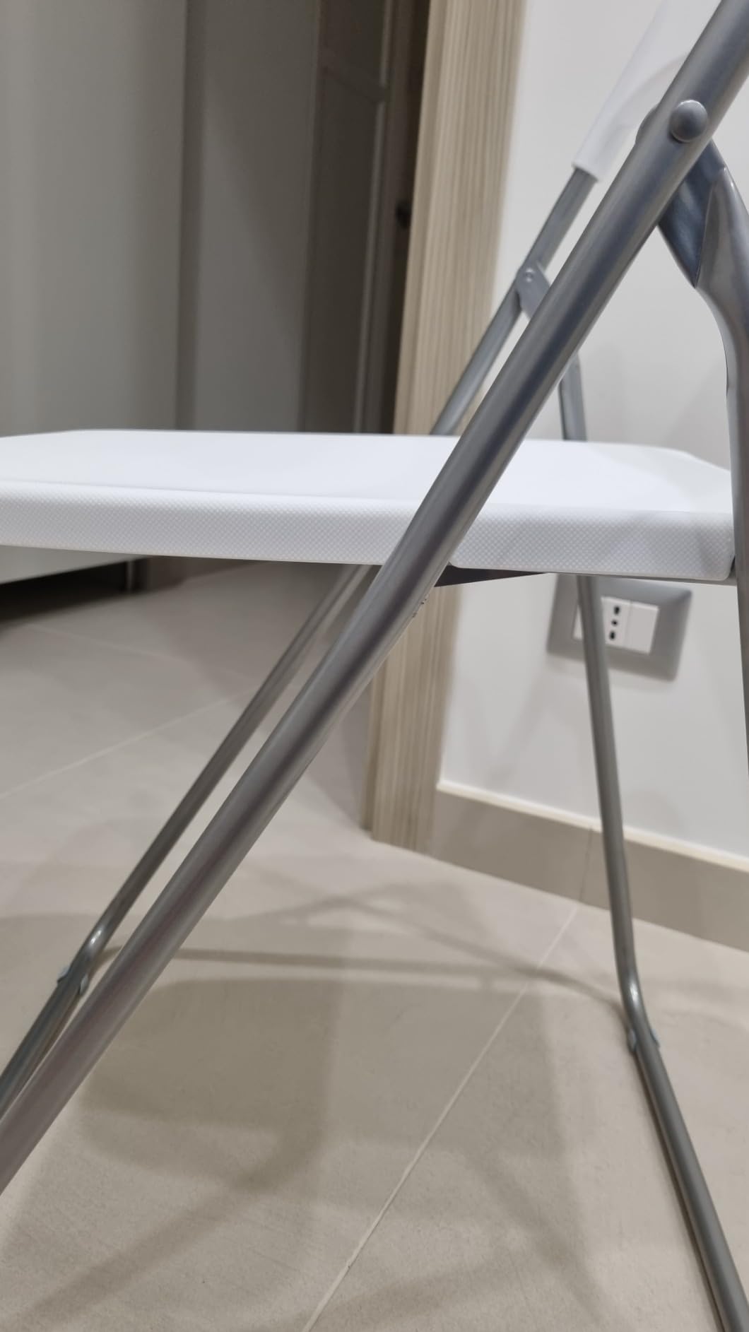 Baroni Home Sedia Pieghevole Bianca 1 Pezzo Acciaio