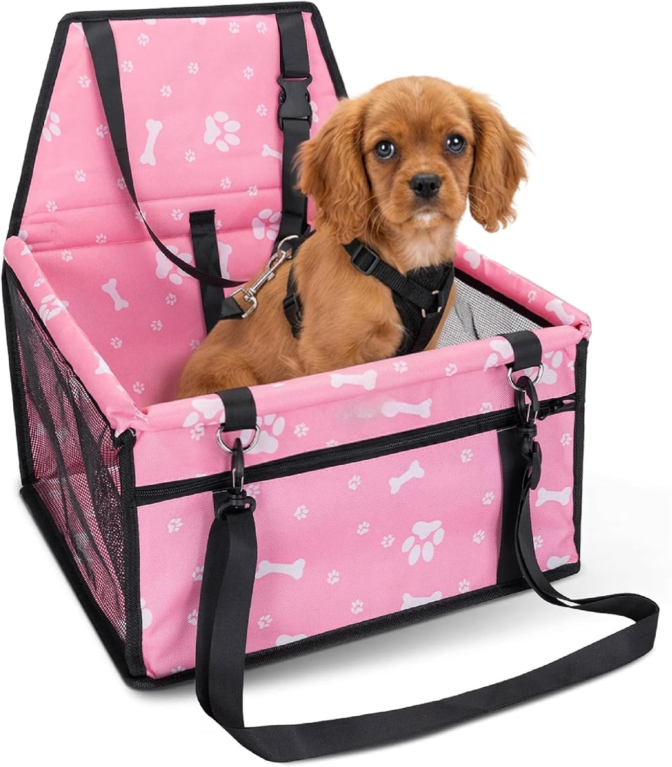 Baroni Home Seggiolino Auto Cani Gatti Nero 40x32x42 cm