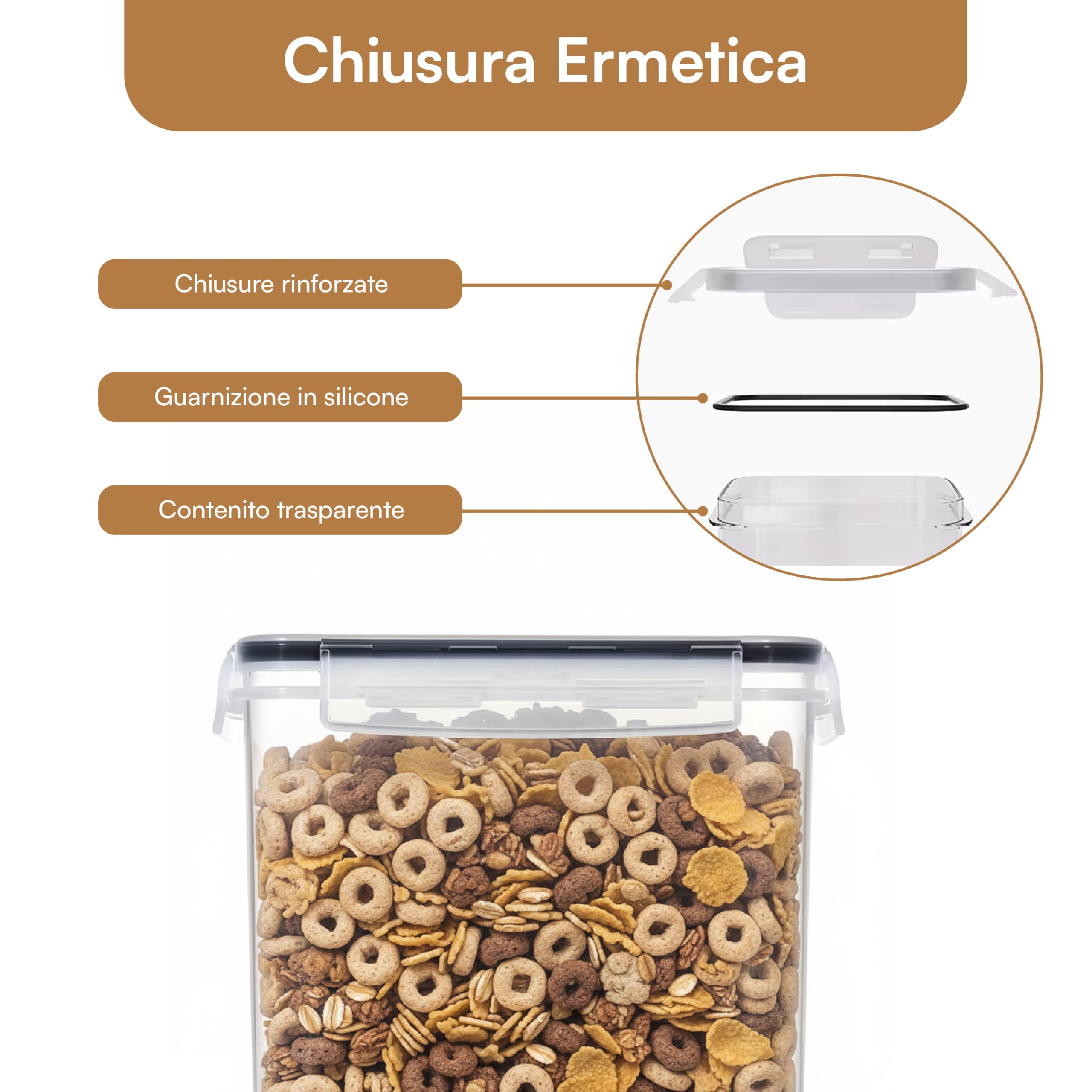 Baroni Home Set 10 Contenitori Ermetici 1,4L Senza BPA