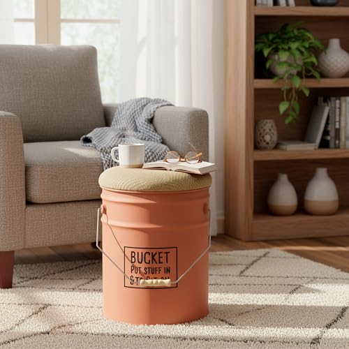 Baroni Home pouf contenitore rosso mattone juta 40x31 cm