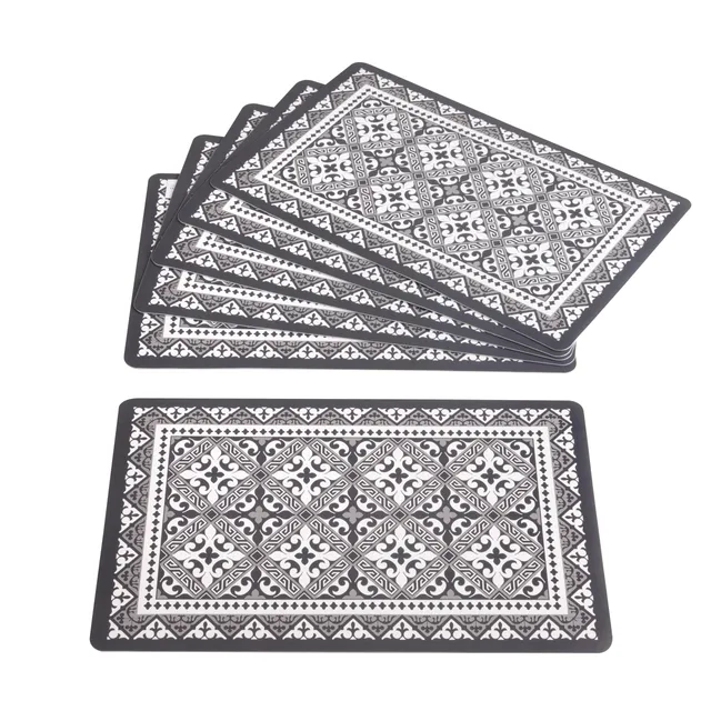 Baroni Home Arabesque Tovaglietta Americana Grigio Set 6 Pezzi