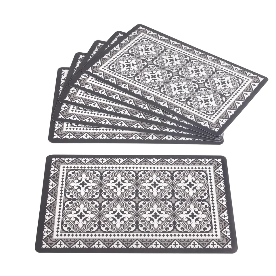 Baroni Home Arabesque Tovaglietta Americana Grigio Set 6 Pezzi