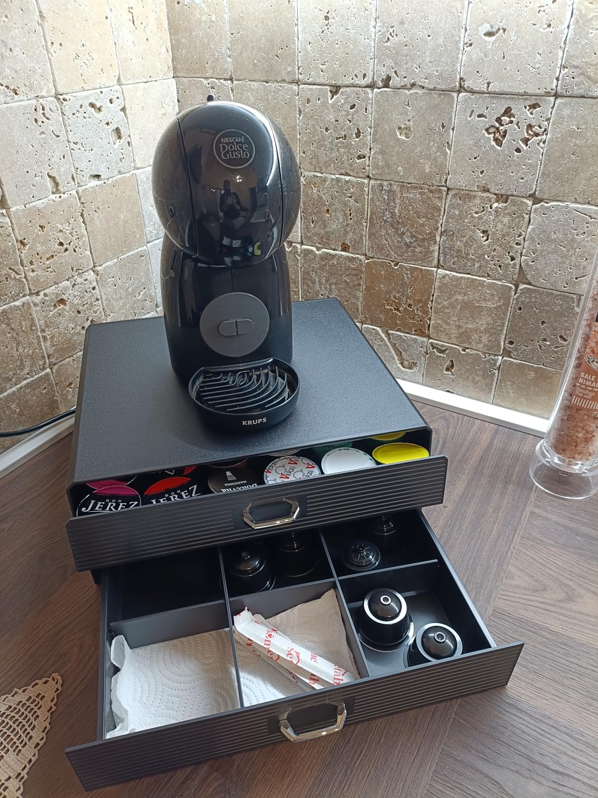 Baroni Home Cassetto Porta Capsule Nero 30 Capsule Plastica
