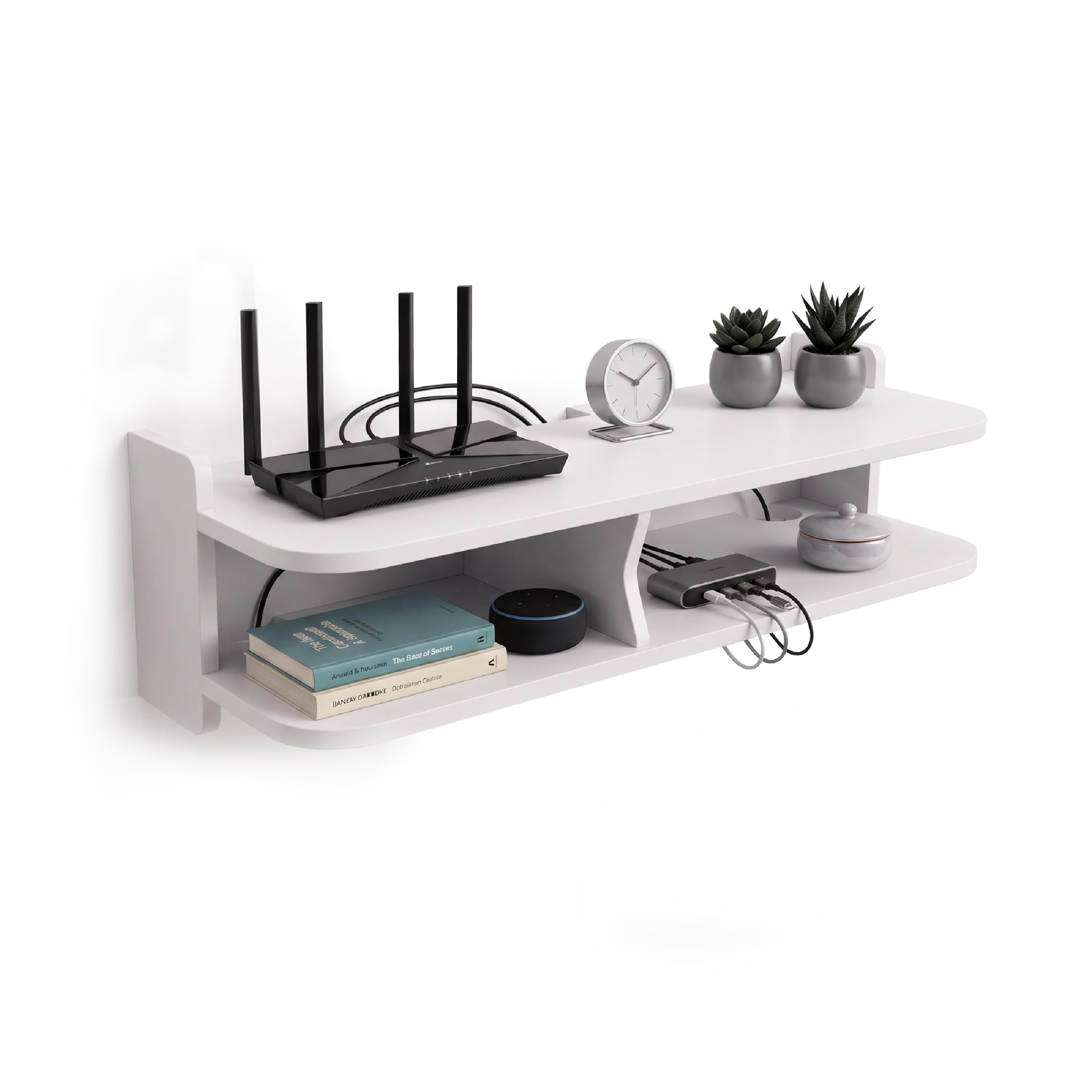 Baroni Home Mensola Porta WiFi 2 Scomparti 20x50x13 cm Parete