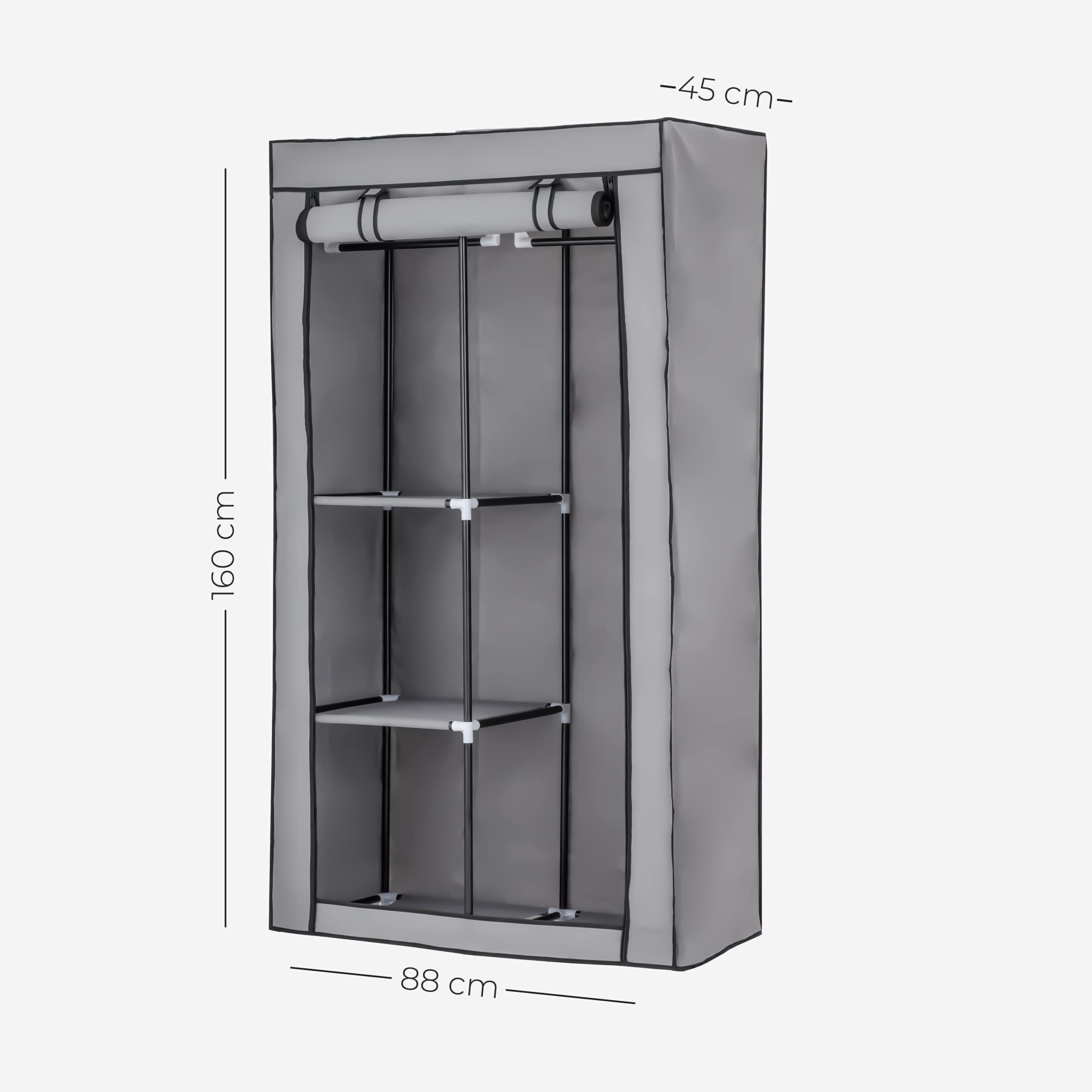 Baroni Home armadio in tessuto grigio 2 ripiani 88x45x160 cm