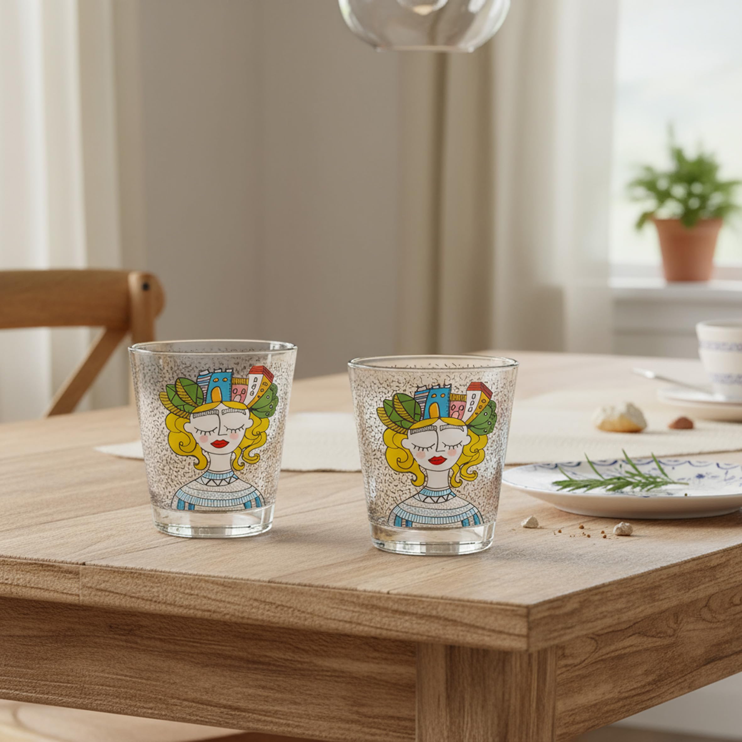 Baroni Home Set 6 Bicchieri Vetro 25 CL Lady City Colorati