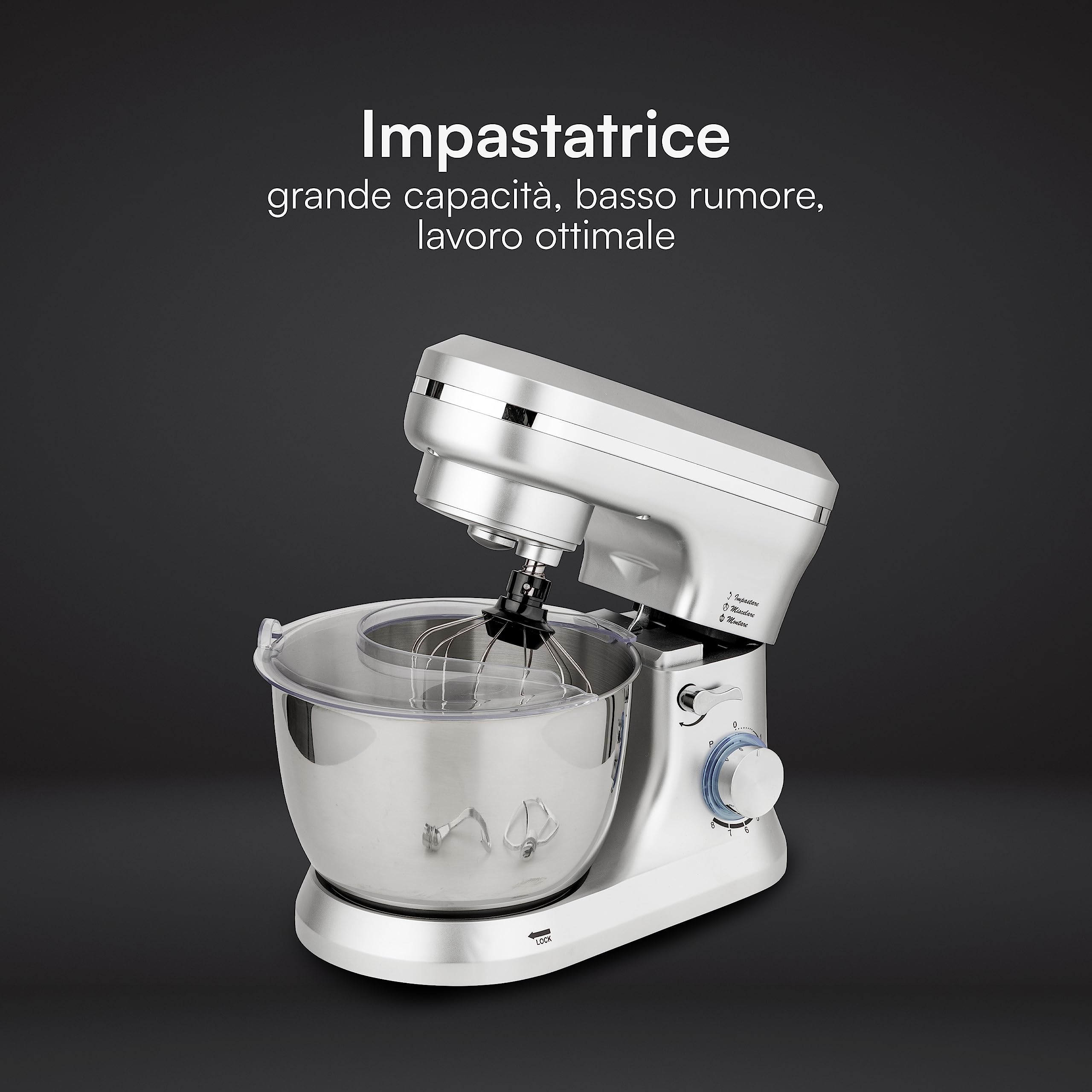 Baroni impastatrice planetaria 1000W 4,5L acciaio 6 velocità