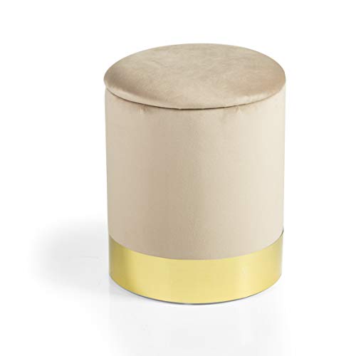 Baroni Home Pouf Cilindrico Velluto Fiori Base Nera