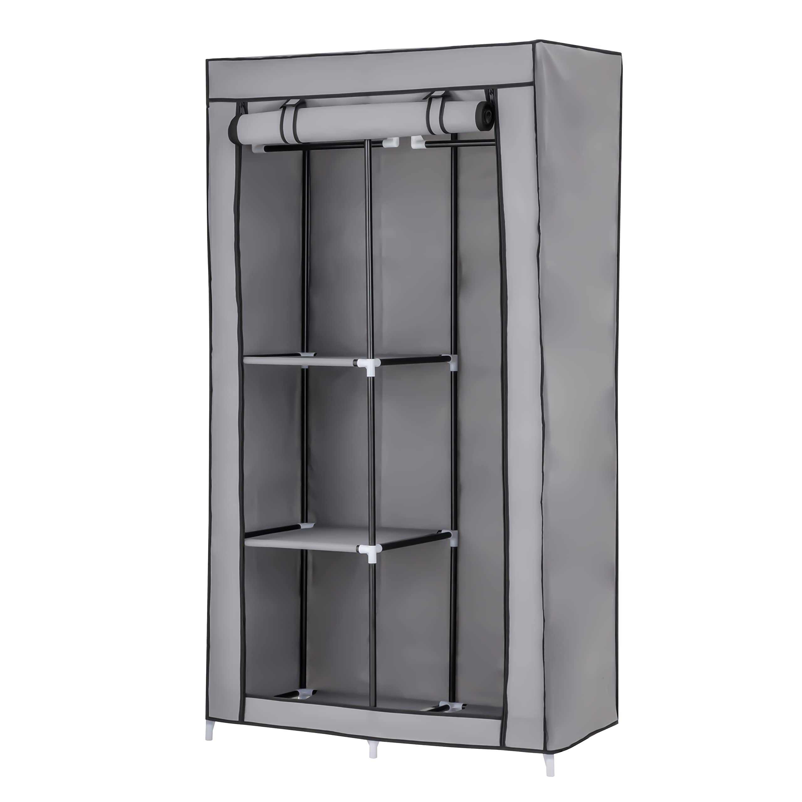 Baroni Home armadio in tessuto grigio 2 ripiani 88x45x160 cm