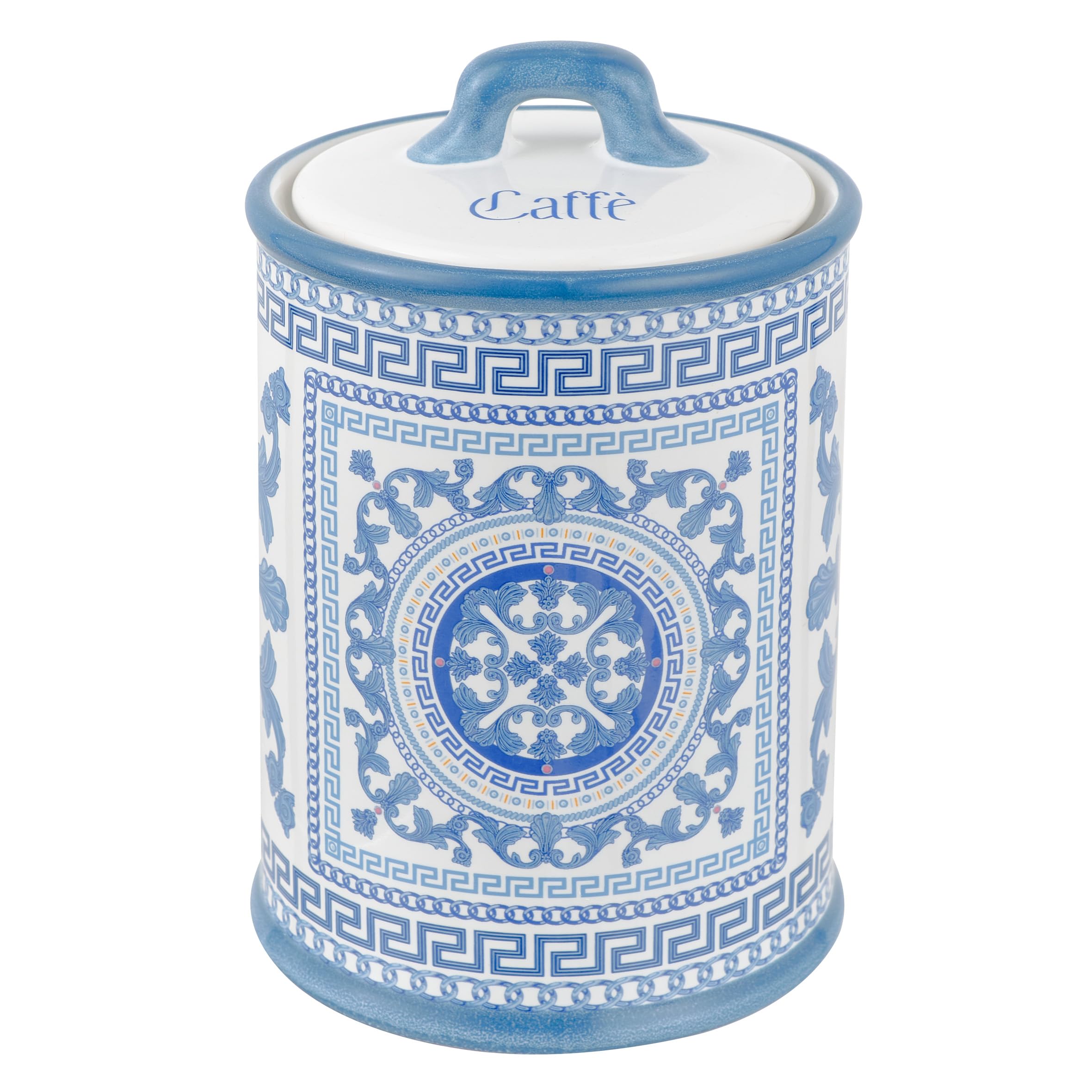 Baroni Home Maioliche Blu Pot à Café barattolo 11x11x17 cm