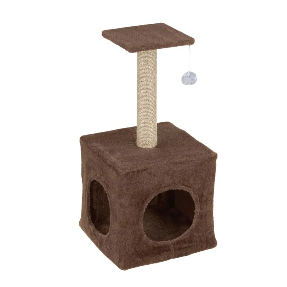 Baroni Home Tiragraffi Gatti 50 cm Marrone con Cuccia