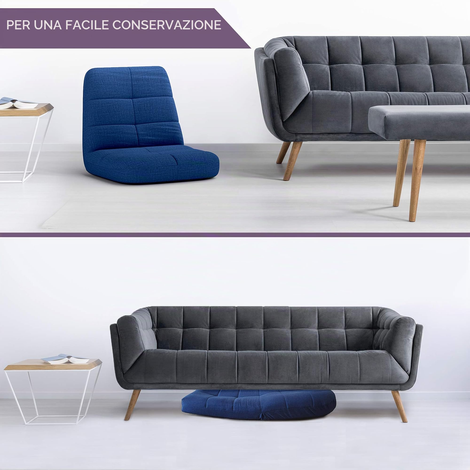 bonVIVO Easy Lounge sedia da terra pieghevole reclinabile