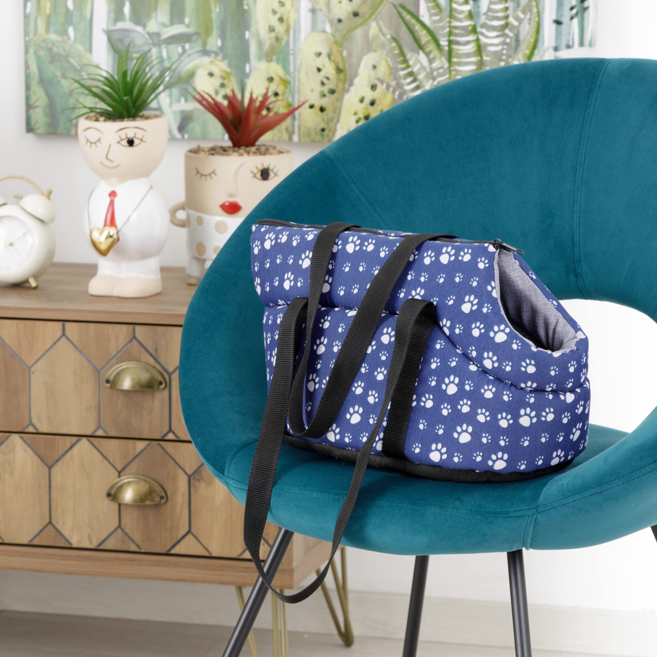 Baroni Home Borsa Cane Grigio e Zampine 40x25x21 cm