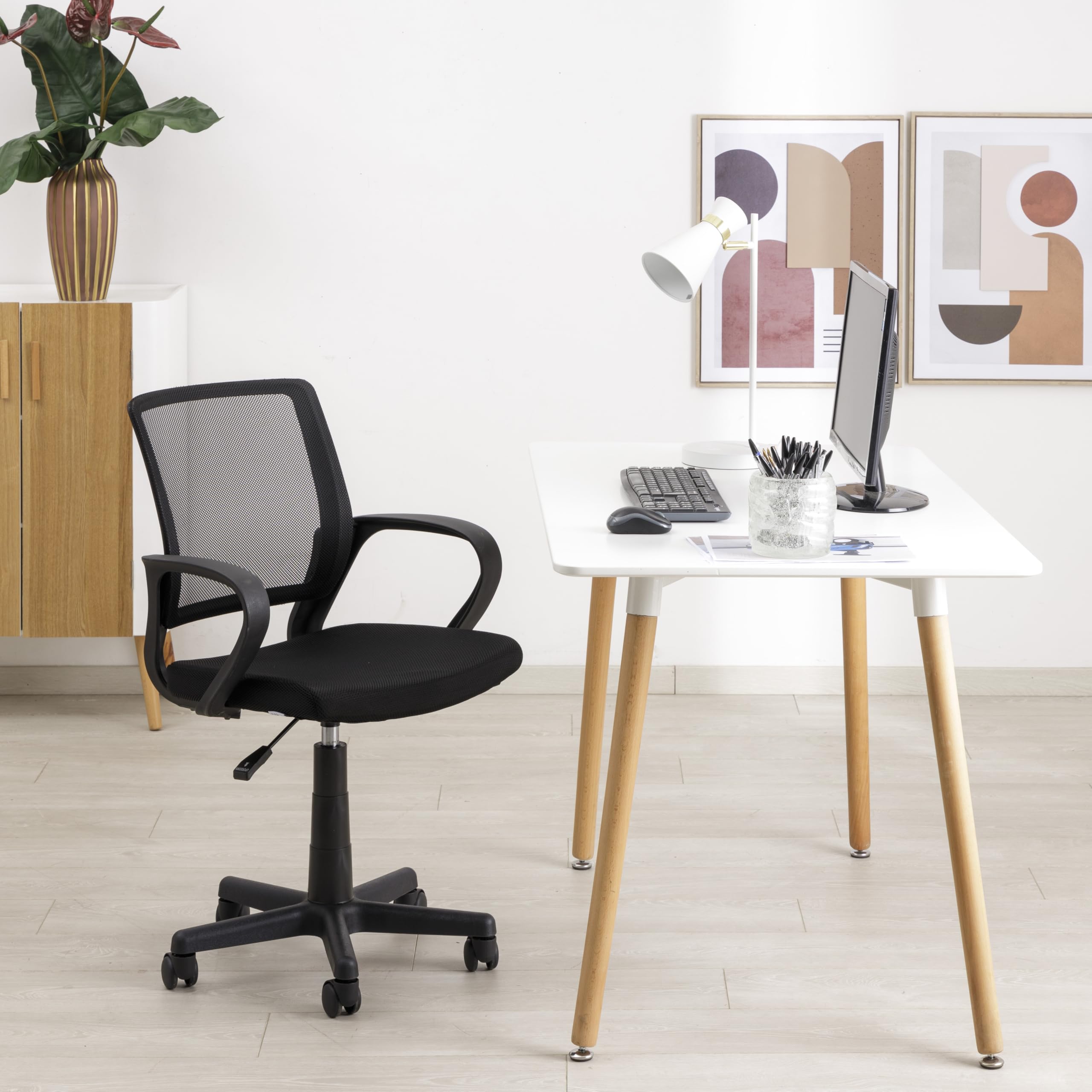 Baroni Home Sedia Ufficio Nera Ergonomica 55x48x91 cm