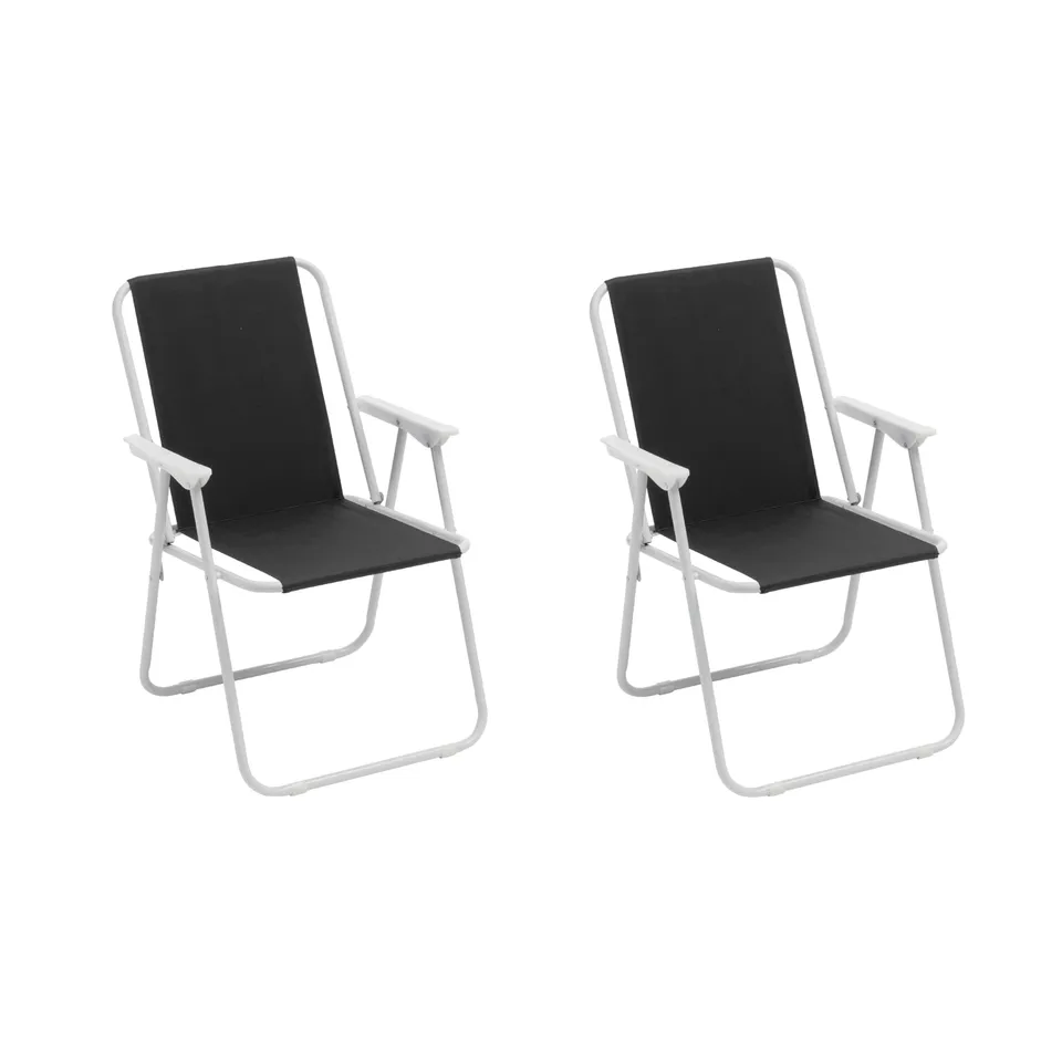Baroni Home Sedia Pieghevole Mare Set 2 Nere con Braccioli