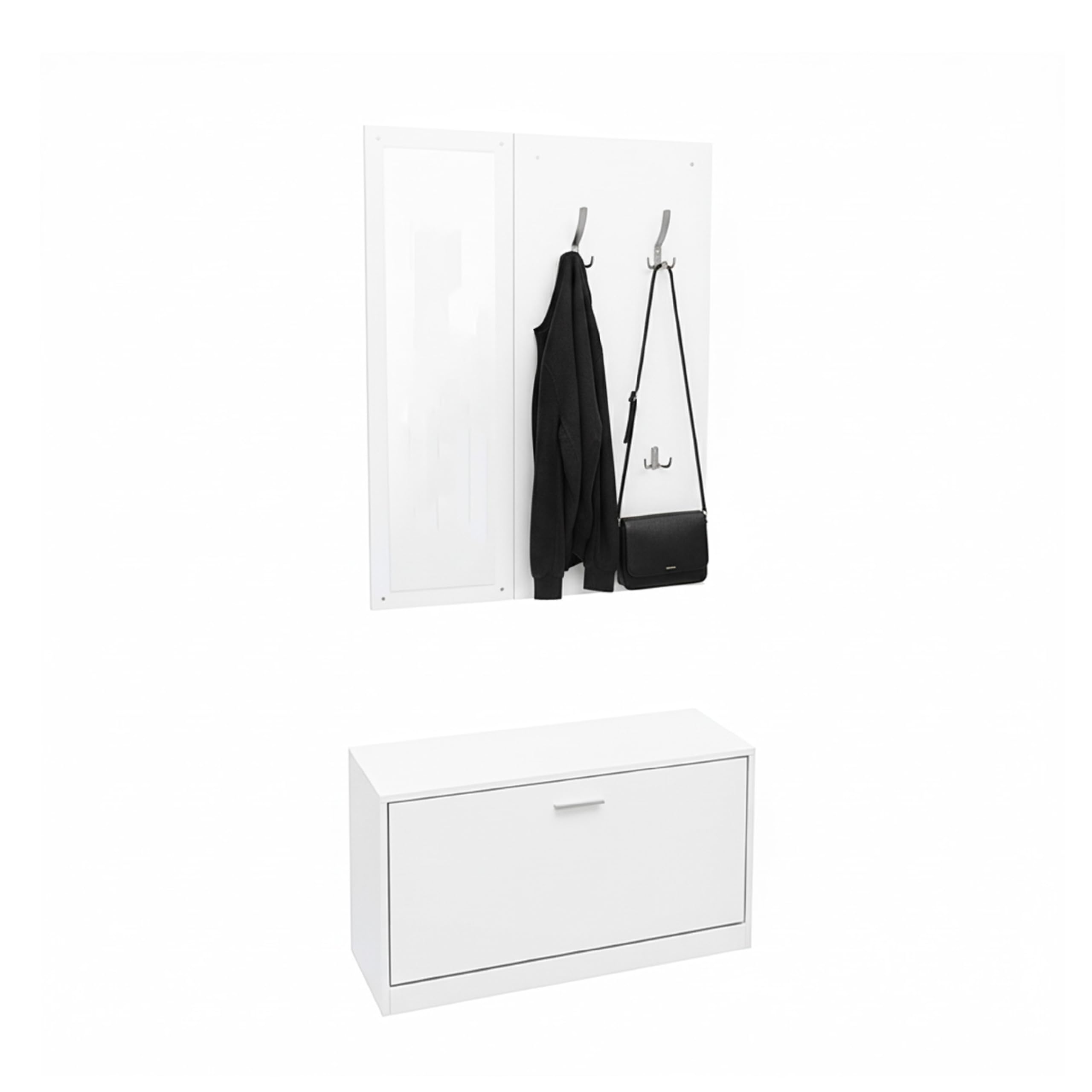 Baroni Home Mobile Ingresso 3 Pezzi Scarpiera Nero 6 Ganci