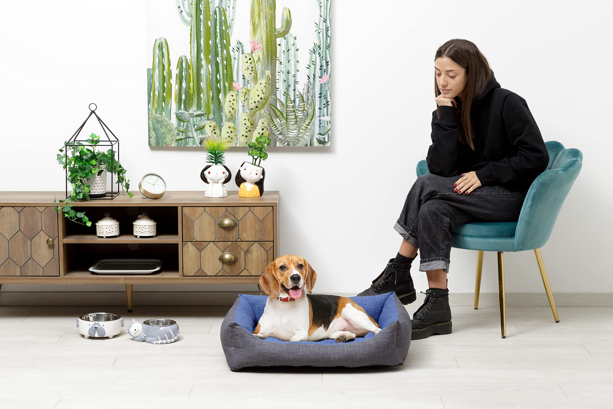 Baroni Home cuccia cane rettangolare grigio blu 60x70 cm