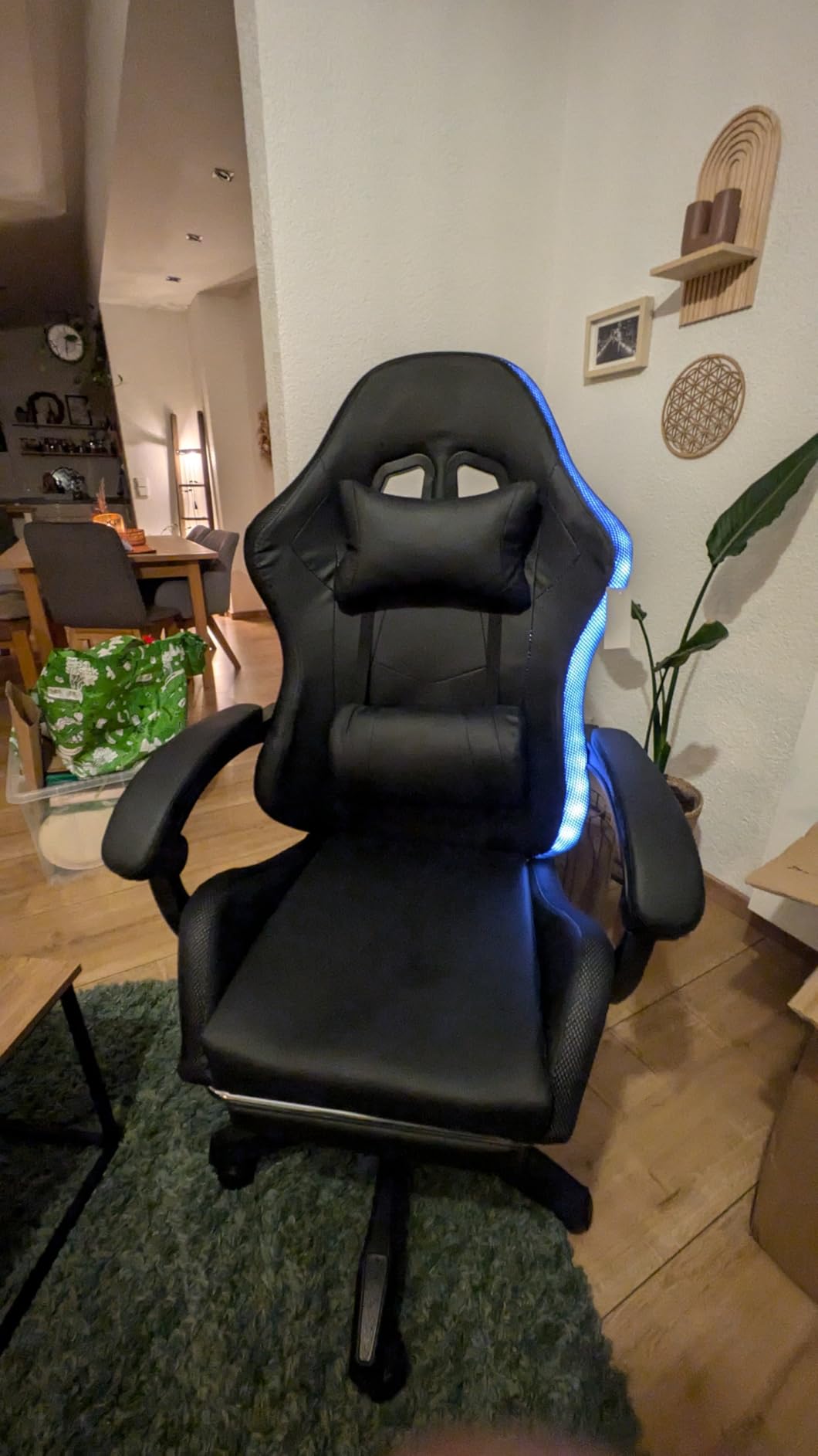 Baroni Home sedia gaming rossa con LED e poggiapiedi