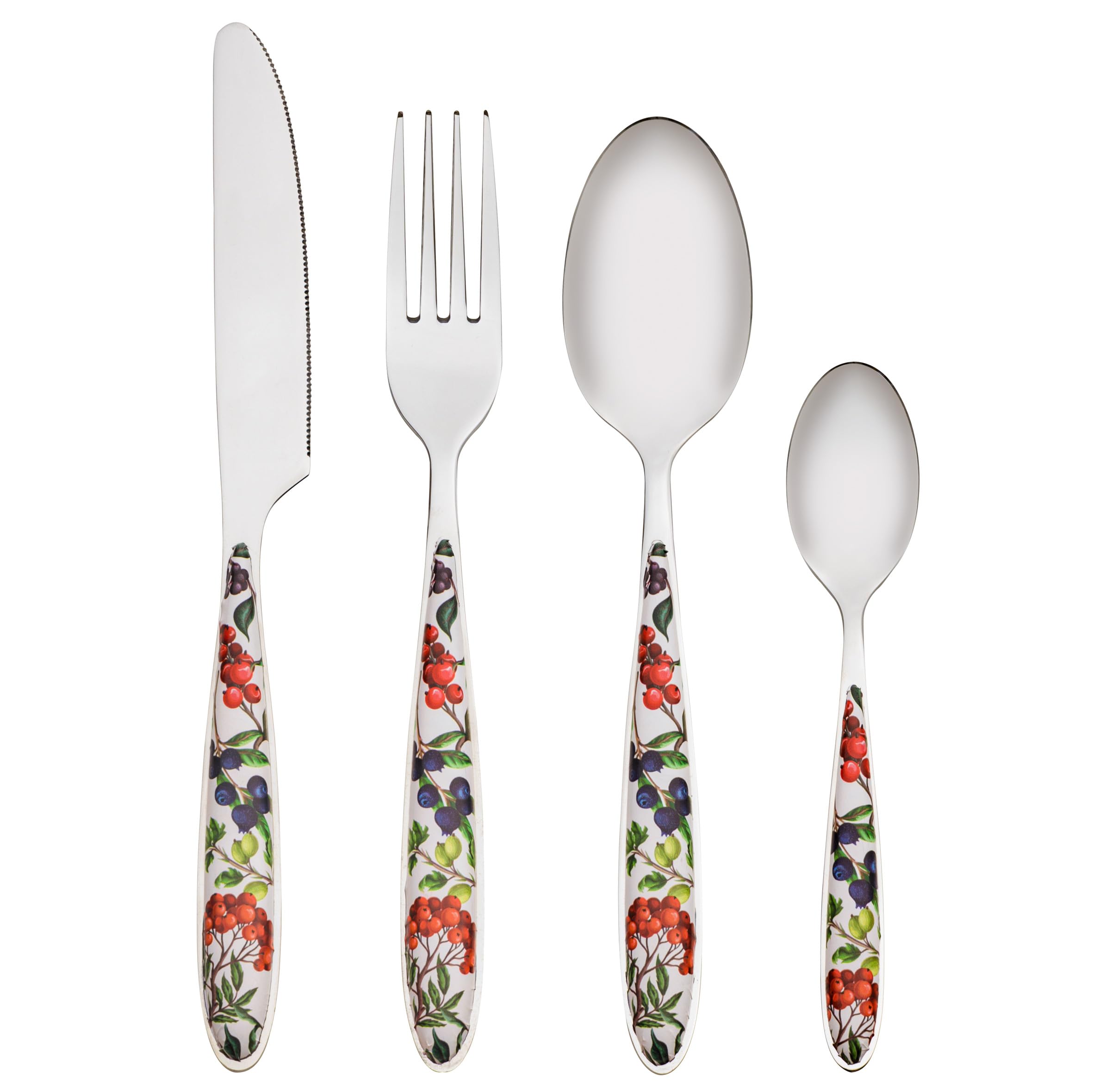 Baroni Home set posate 24 pz acciaio inox bacche 6 persone