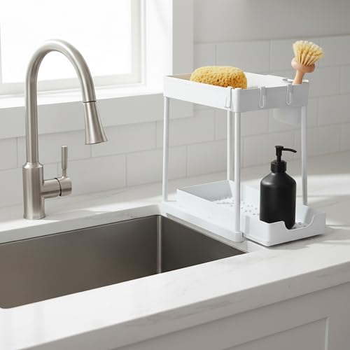 Baroni Home Organizer Sottolavello 2 Livelli Bianco 21x38x36 cm