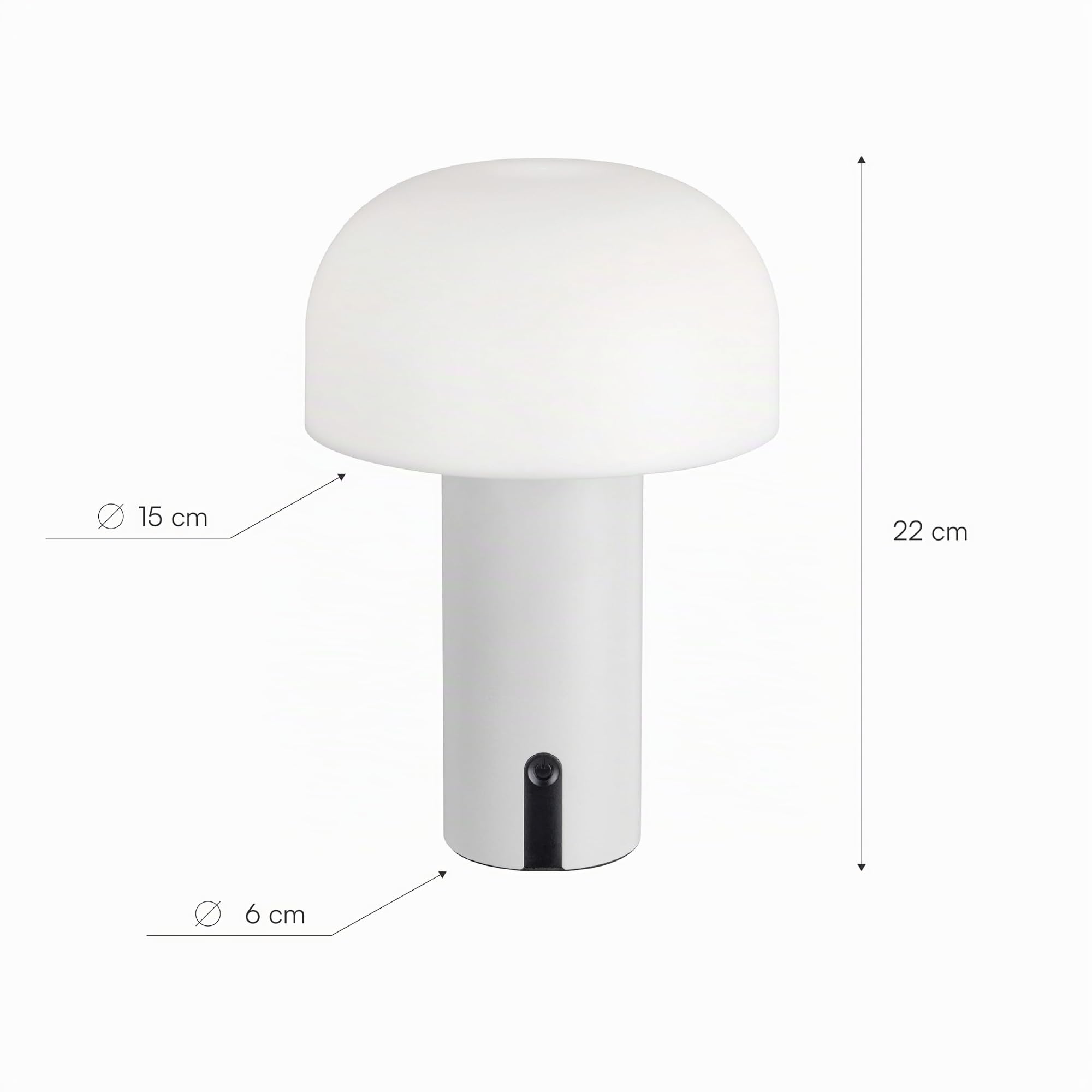 Baroni Home Lampada LED Fungo Senza Fili Bianca 22 cm Ricaricabile