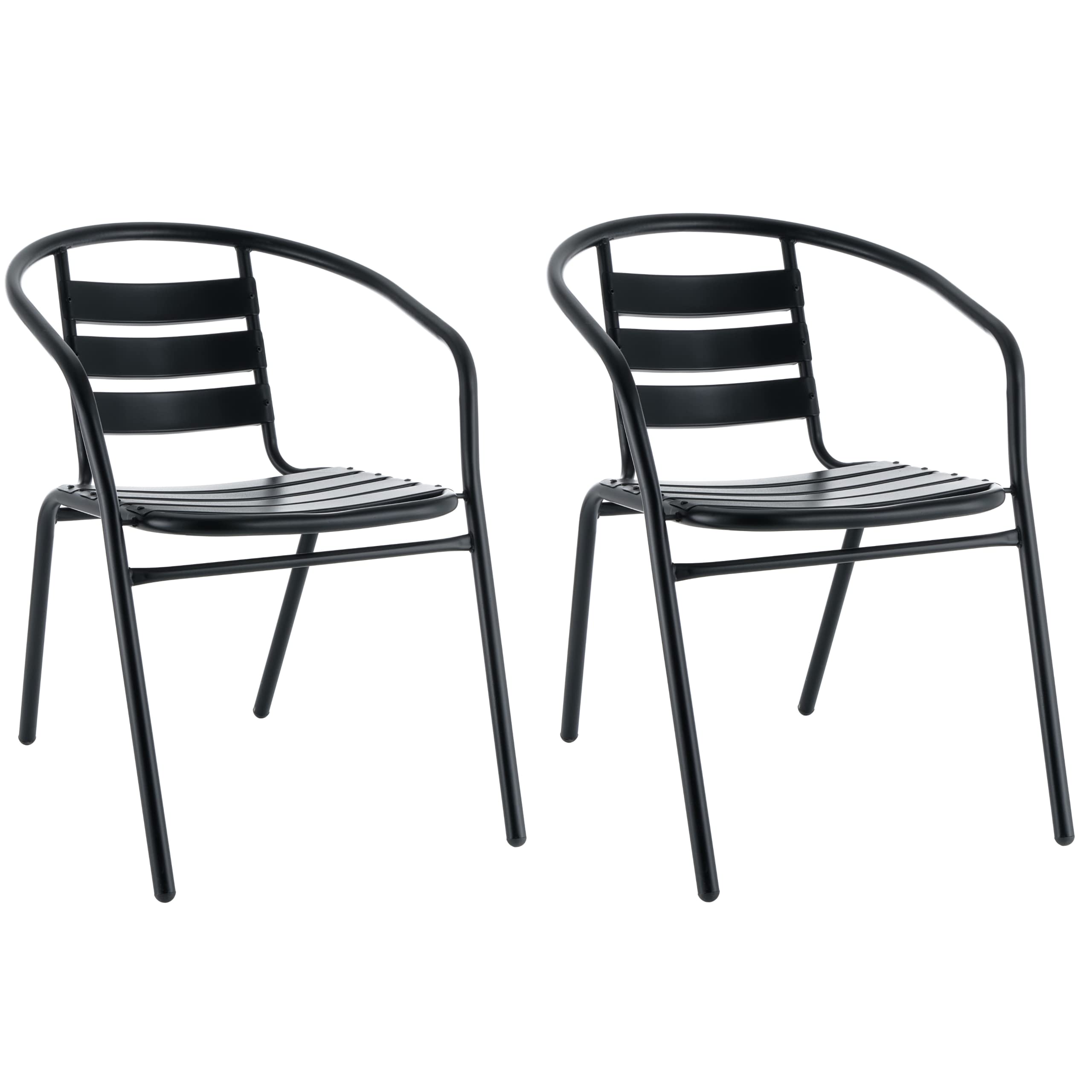 Baroni Home Set 2 Sedie Giardino Metallo Nero 56x55x75 cm