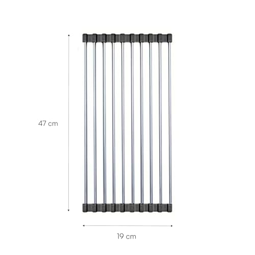 Baroni Home Scolapiatti Arrotolabile Metallo 19x47 cm salvaspazio