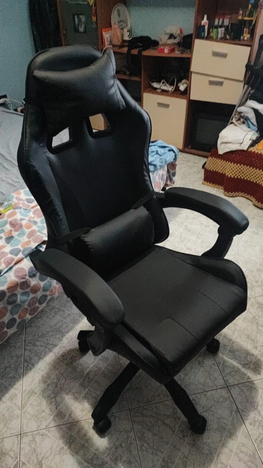Baroni Home sedia gaming rossa reclinabile massaggio lombare