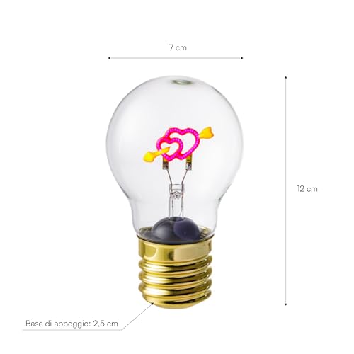 Baroni Home Lampadina Cuori con Freccia lampada tavolo USB