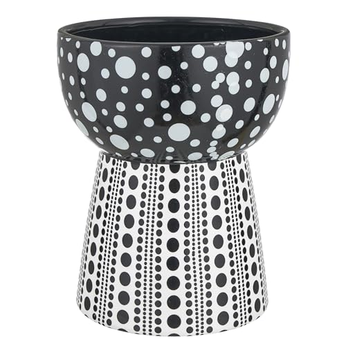 Baroni Home Pois Vaso Ceramica 16x14,8 cm Rosso Dipinto a Mano